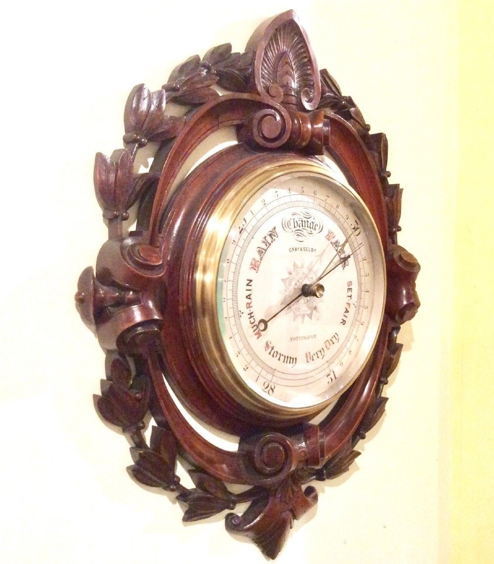 Superb Quality Antique Mahogany Negretti & Zambra Aneroid Barometer photo 975.0