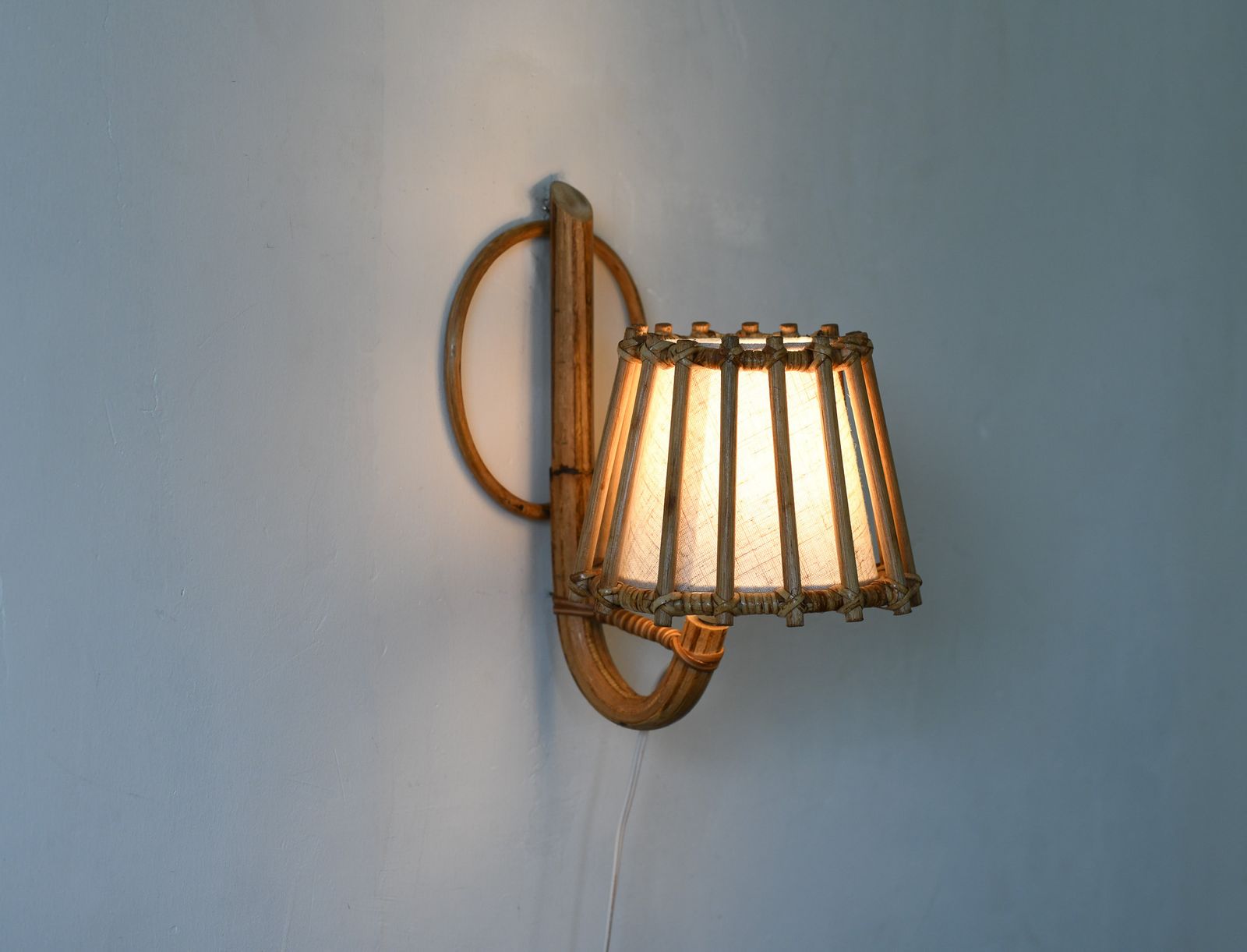 Rattan Pencil Reed Mid-Century Modern Wandlamp photo 225.0