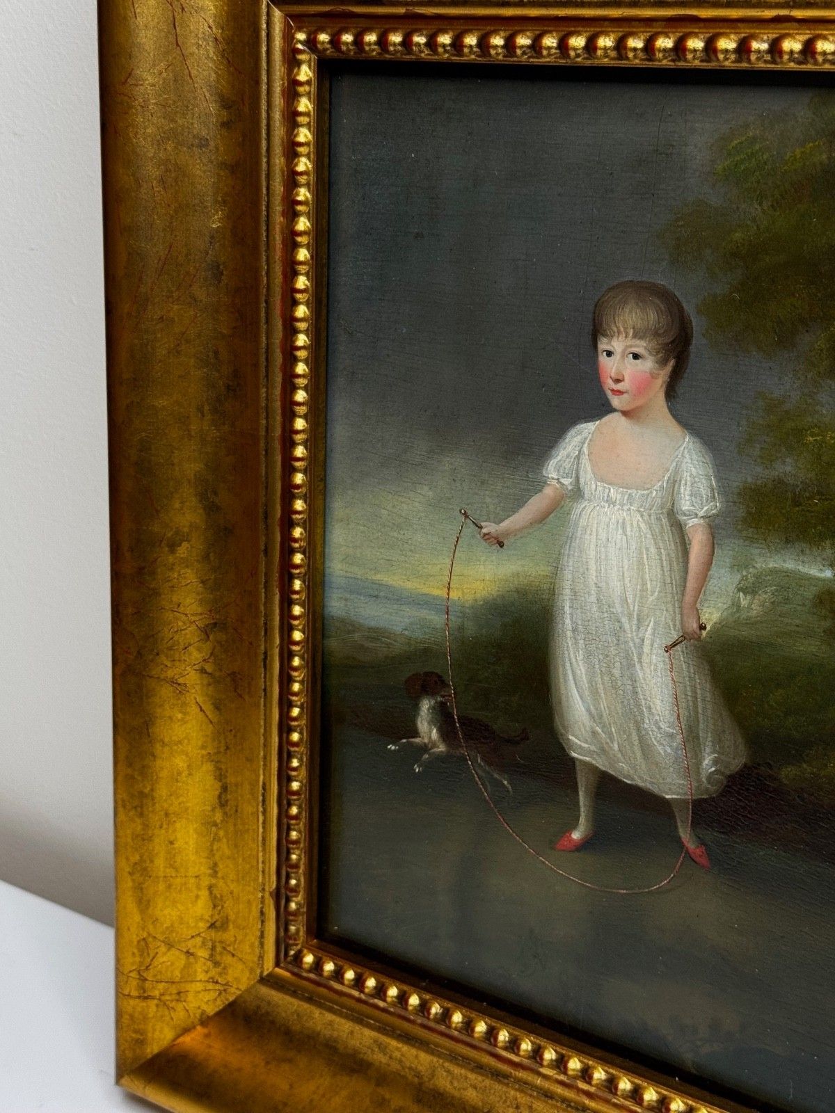14000.0 Olieverfportret uit het begin van de 19e eeuw, Louisa Cooke met Mr Quiz, in de stijl van George Romney, ca. 1802 photo
