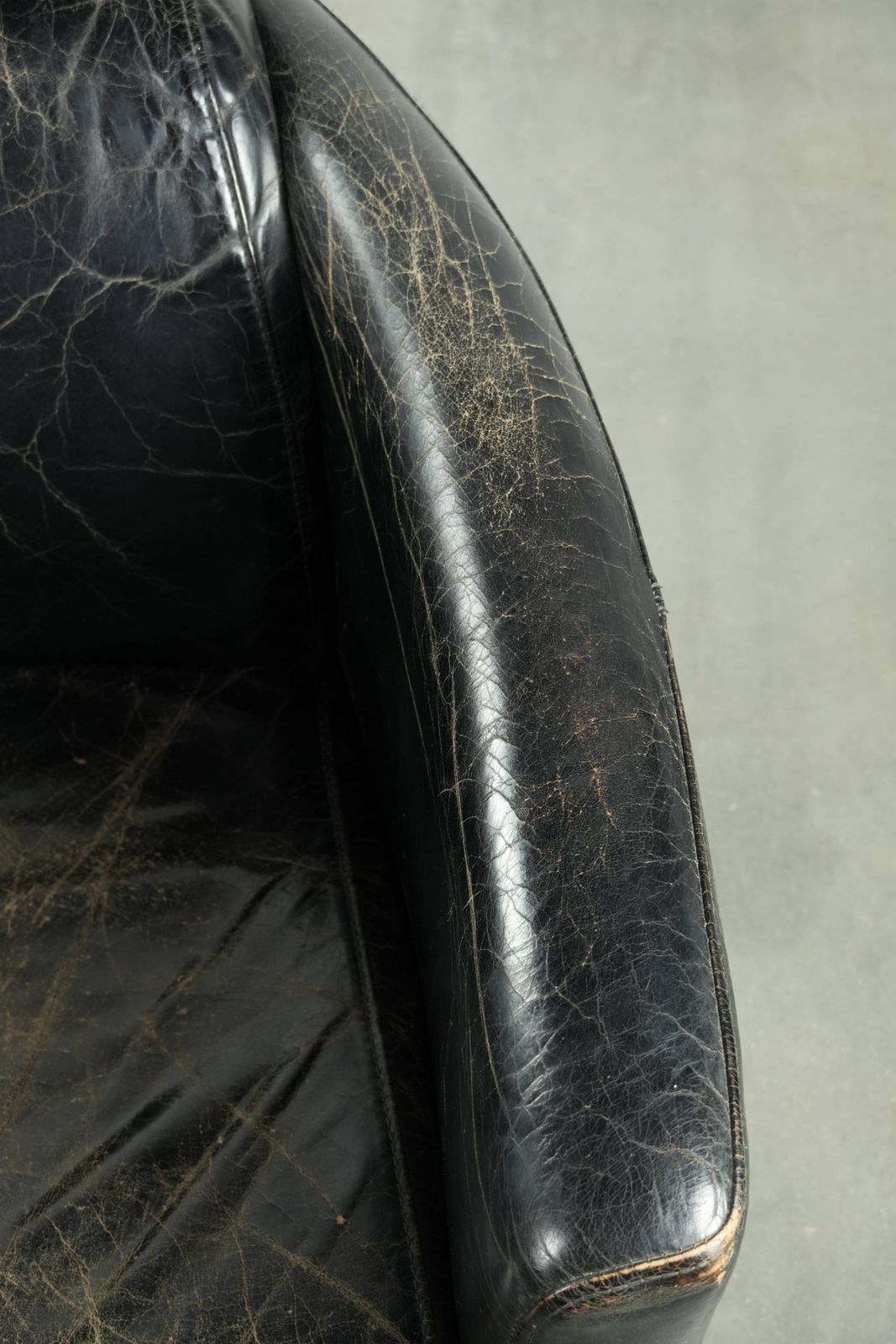 Nice Cowhide Aviator Armchair In Rugged Black Vintage Cowhide With A Tough And Rich Patina photo vintage