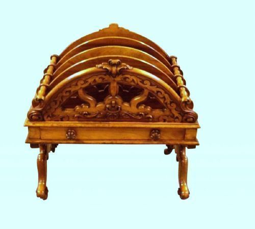 Rare Walnut Antique Canterbury With Drawer photo for sale