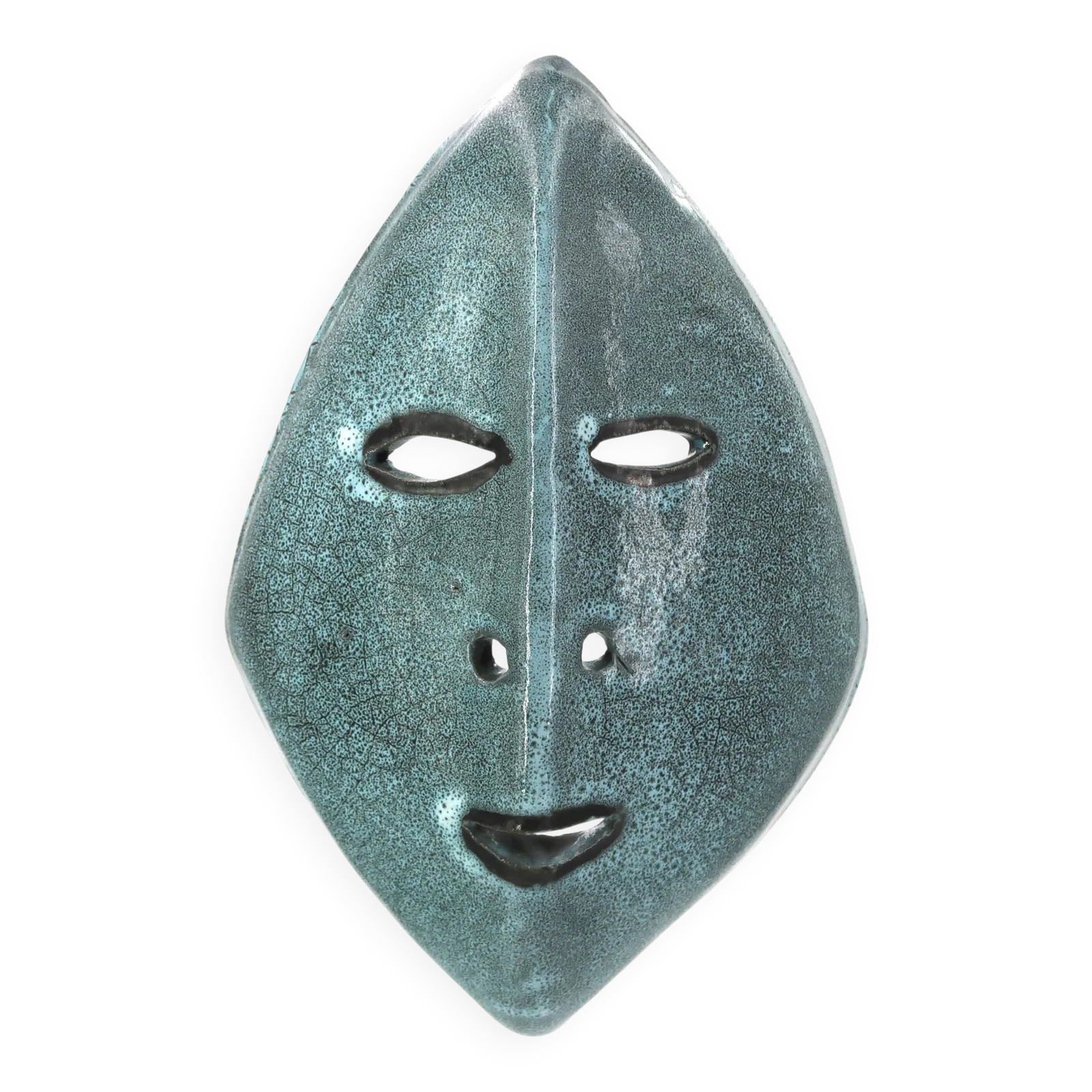 Accolay Mask In Turquoise Blue Ceramic, 1960s.
