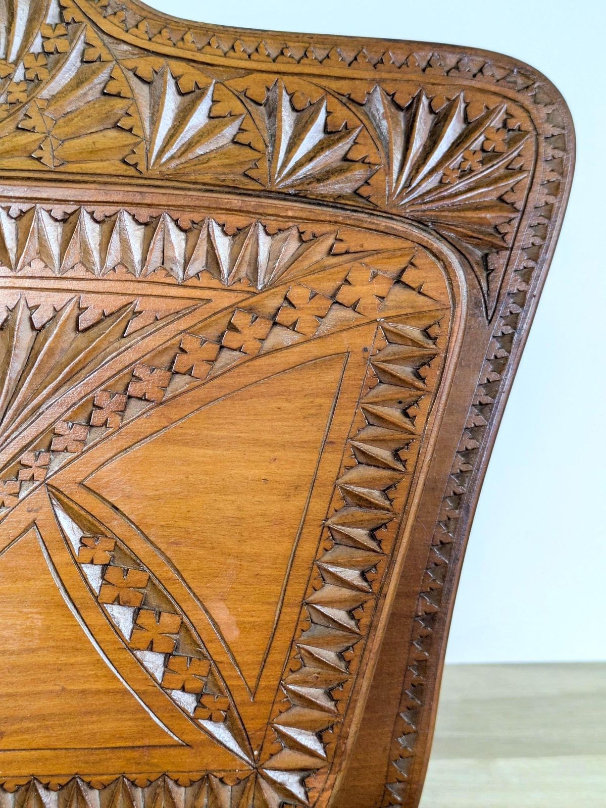 Antique Hand Carved Wood Letter Rack Folk Art Wall Mount Magazine Holder Office Storage photo Home Decor
