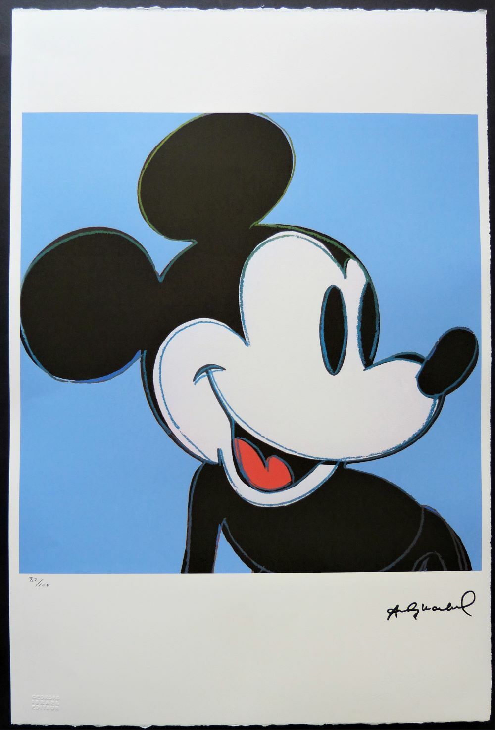 Andy Warhol "Mickey Mouse Blau" Gesigneerde, Gelimiteerde Lithografie 56/100