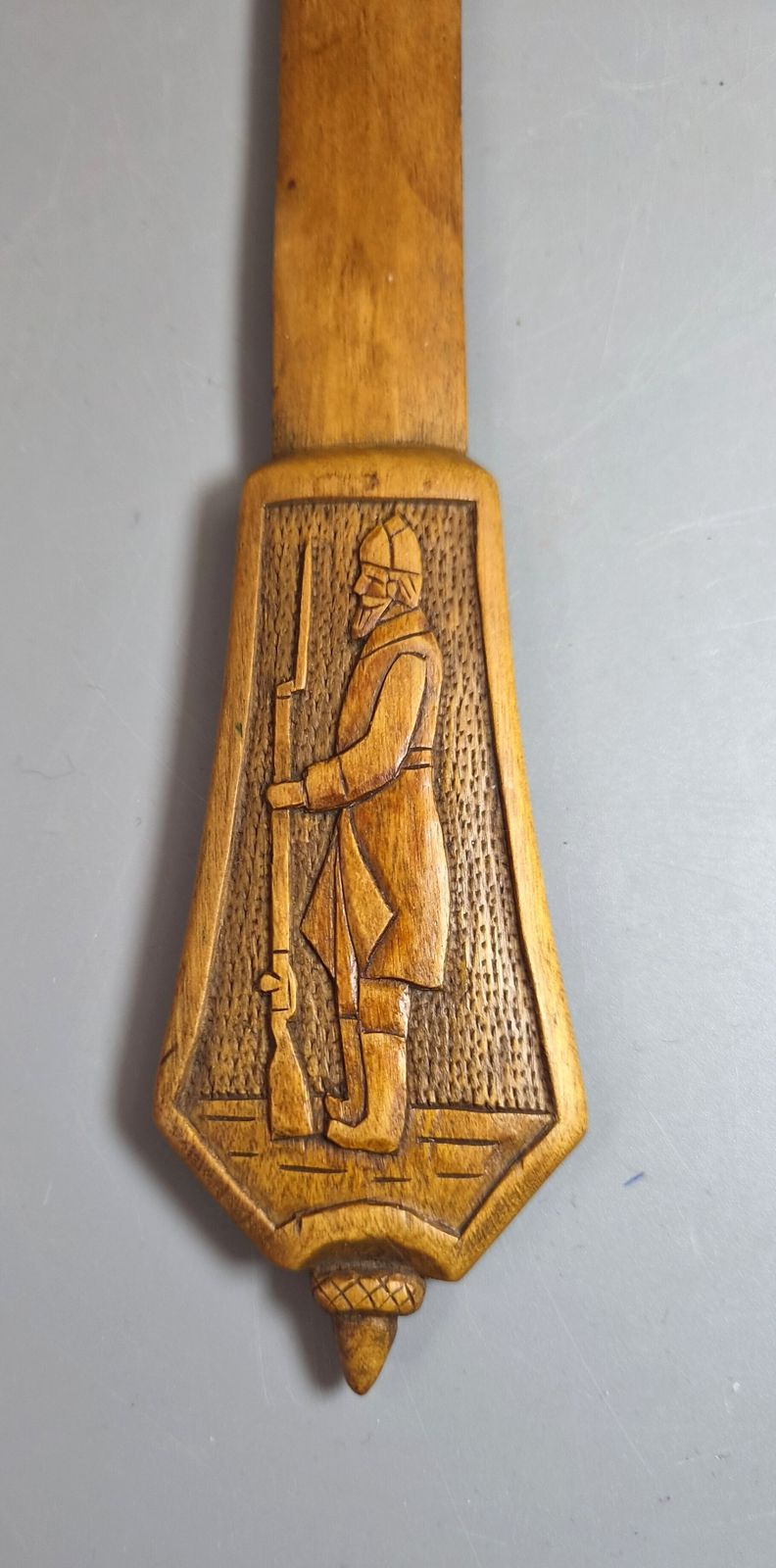 Wwi Hongaarse Pow Loopgraafkunst Gesneden Houten Briefopener, Krasnojarsk Siberië 1916 photo vintage