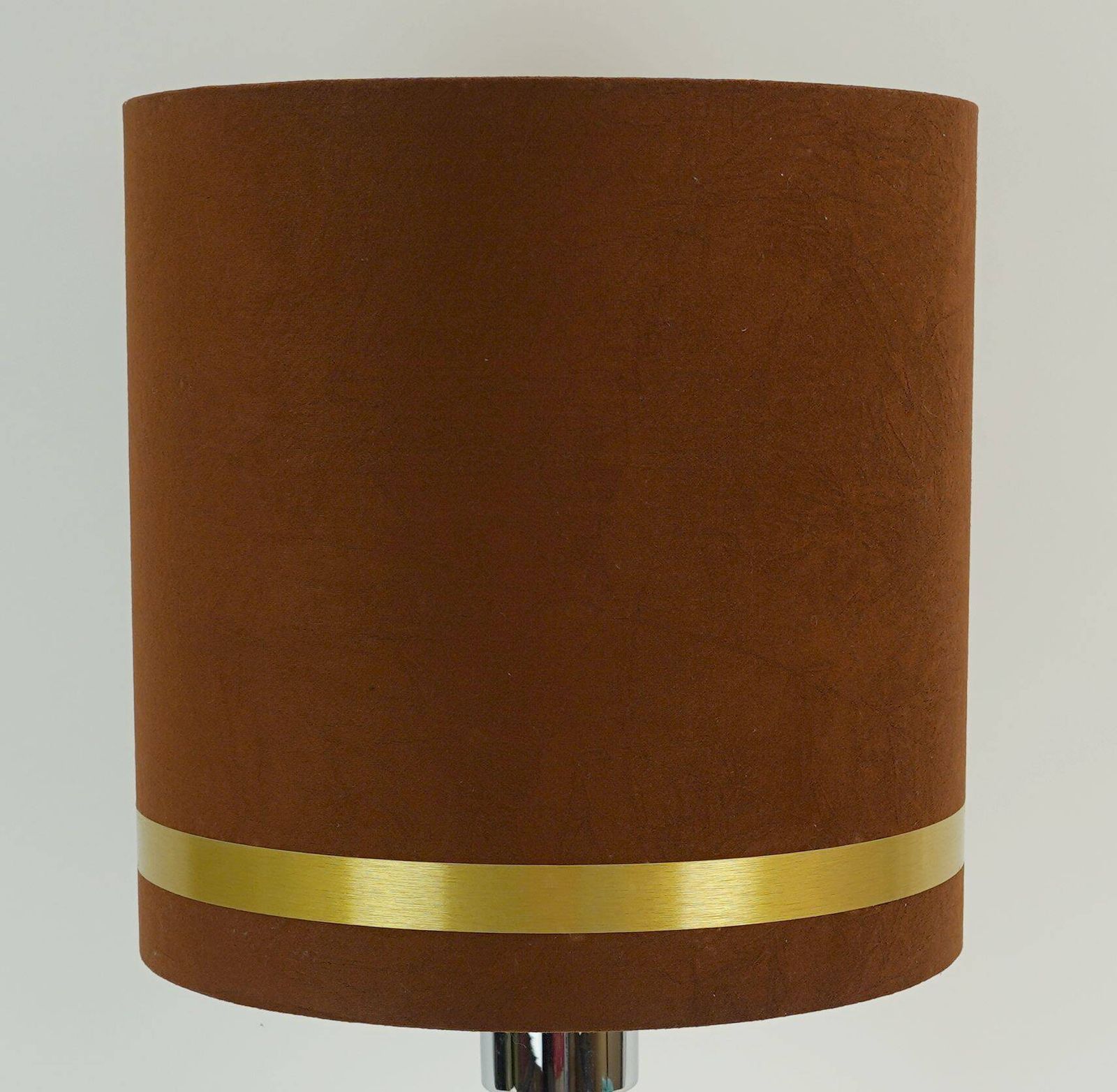 Lampe de table Aro Leuchten, base en chrome, abat-jour en velours brun, années 1970 photo furniture