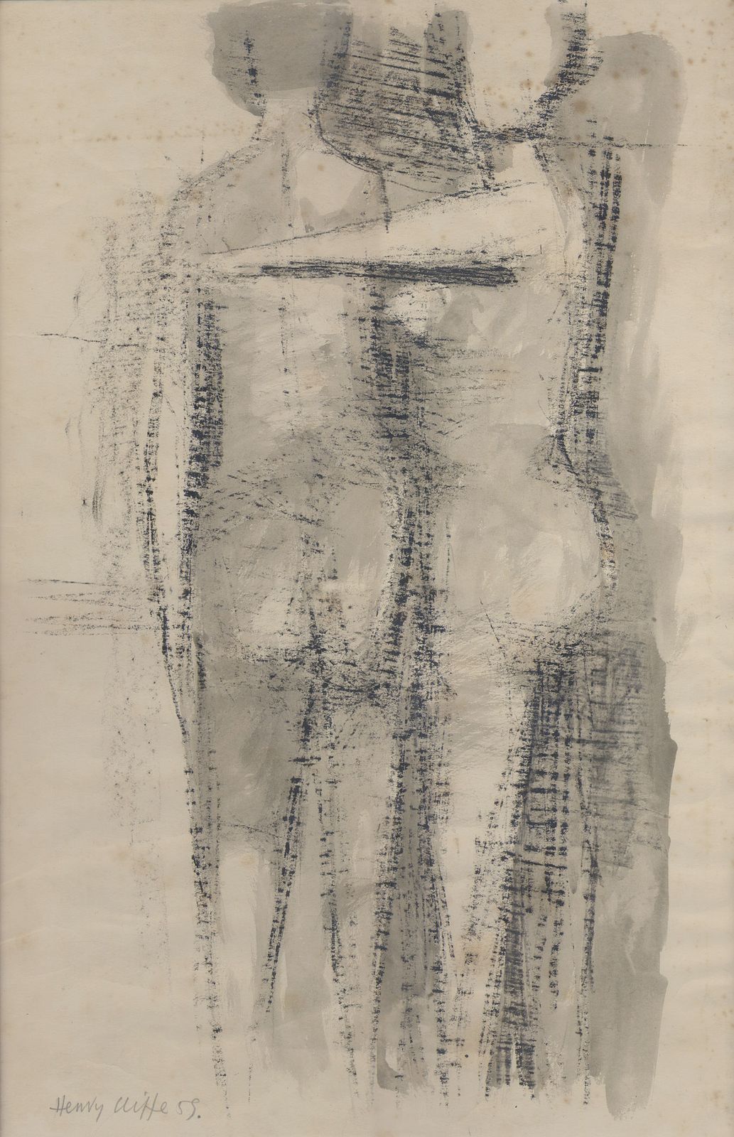 Karakteristieke tekening van Henry Cliffe, ingelijst, 1954 photo furniture