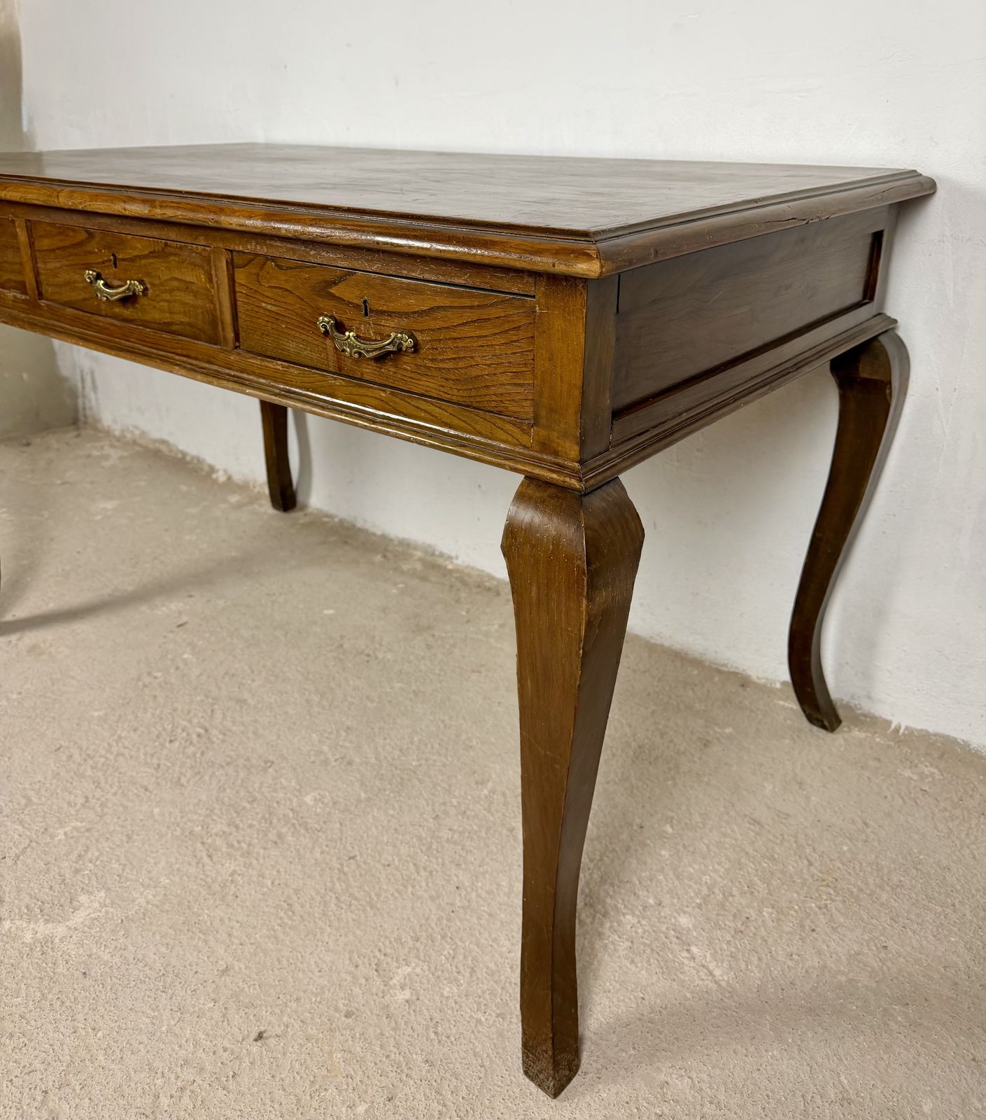Spanish Oak Writing Desk With Three Drawers, Mid 20th Century photo vinterior