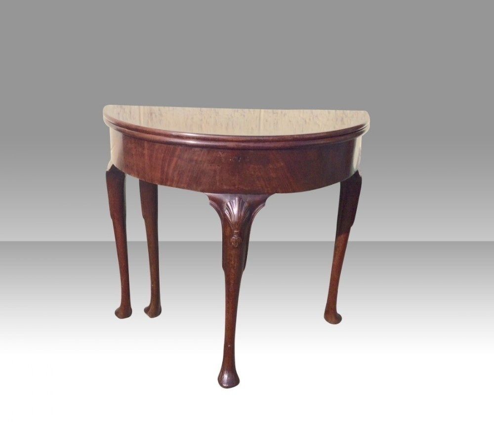 Fabulous Rare Antique Irish George 11 Mahogany Demi Lune Turn Over Leaf Games Table photo 3700.0
