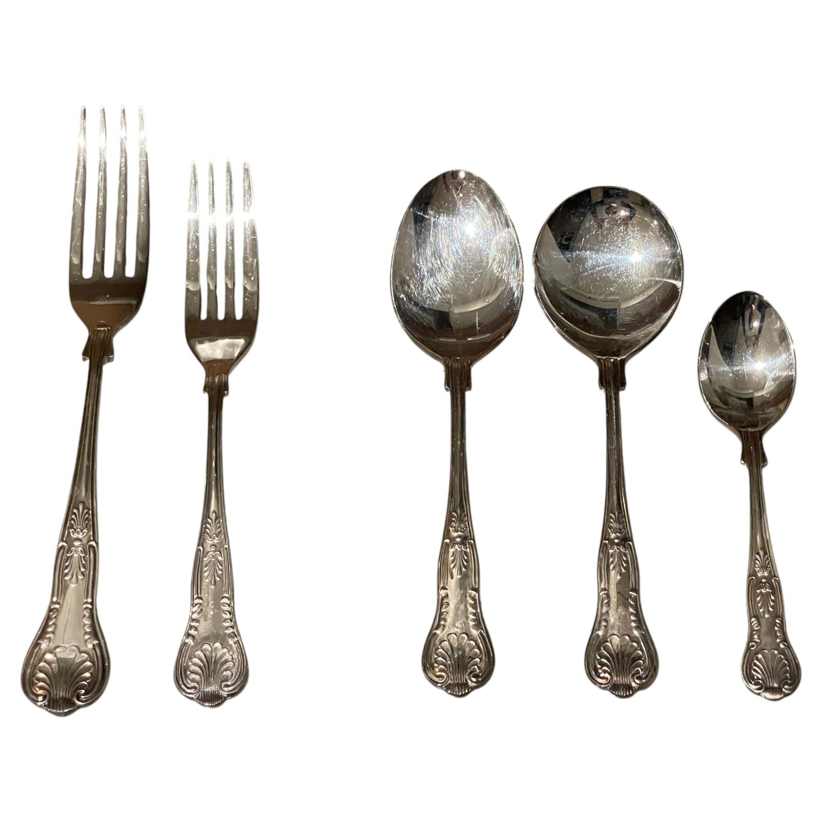 Couvert de table argenté Art déco, ensemble de 6 pièces, Angleterre, d'époque