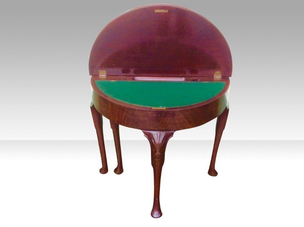 photo buy Fabulous Rare Antique Irish George 11 Mahogany Demi Lune Turn Over Leaf Games Table