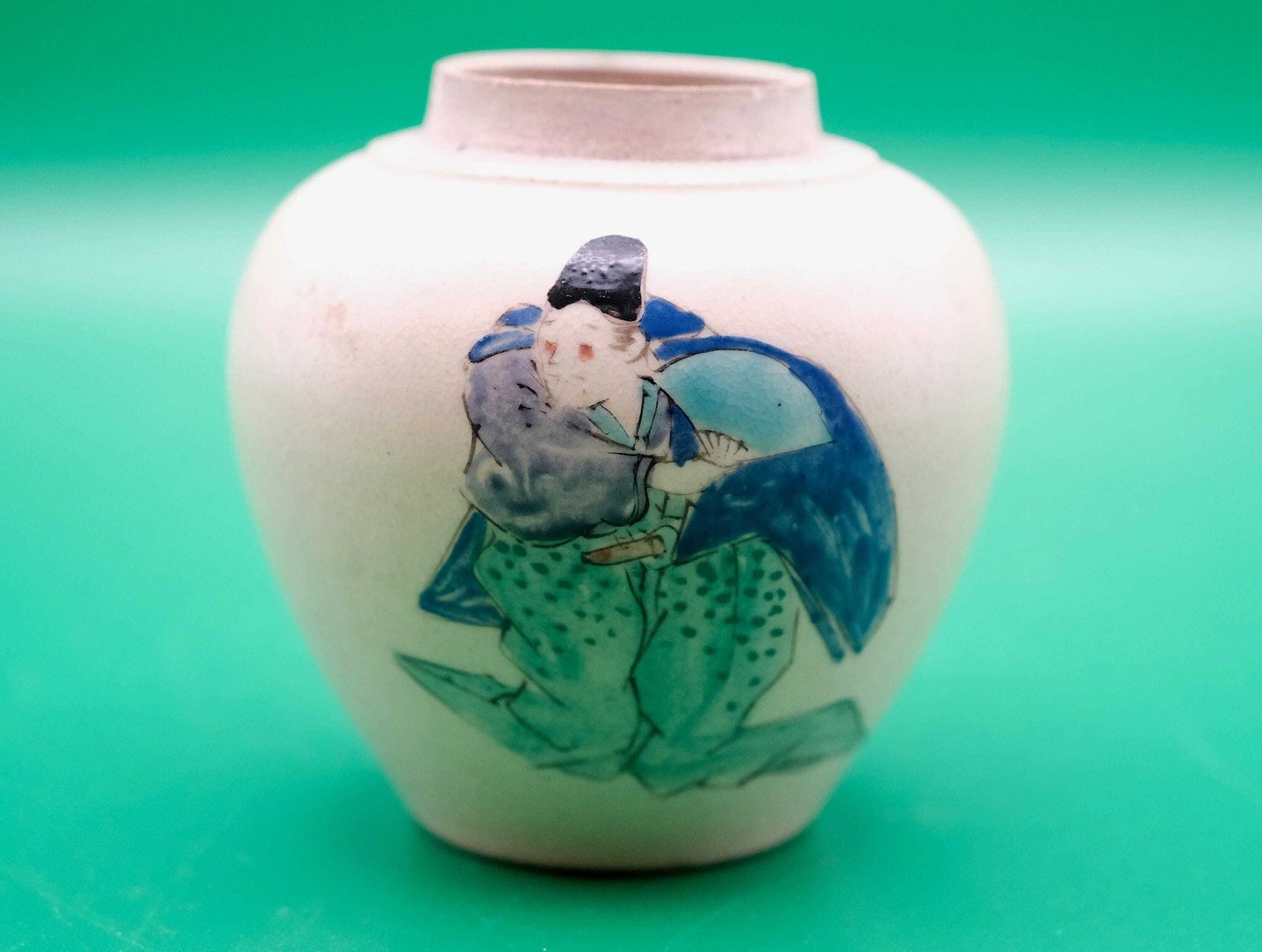 Antiek Japans Satsuma-stijl gemberpotje | Handgeschilderd aardewerk met craquelé glazuur | Meiji Taisho periode Aziatische kunst photo 70.0