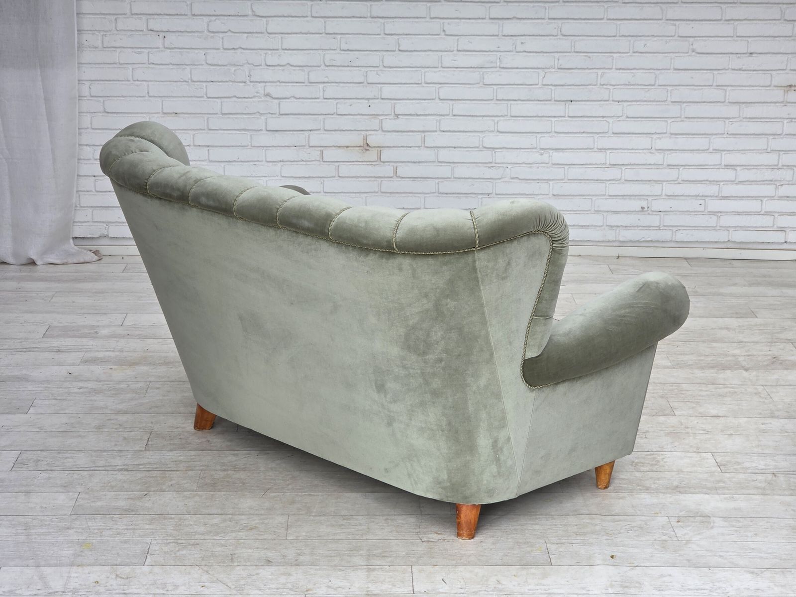 2050.0 1960s, Danish 2 Seater Sofa. Light Green Furniture Velour. photo