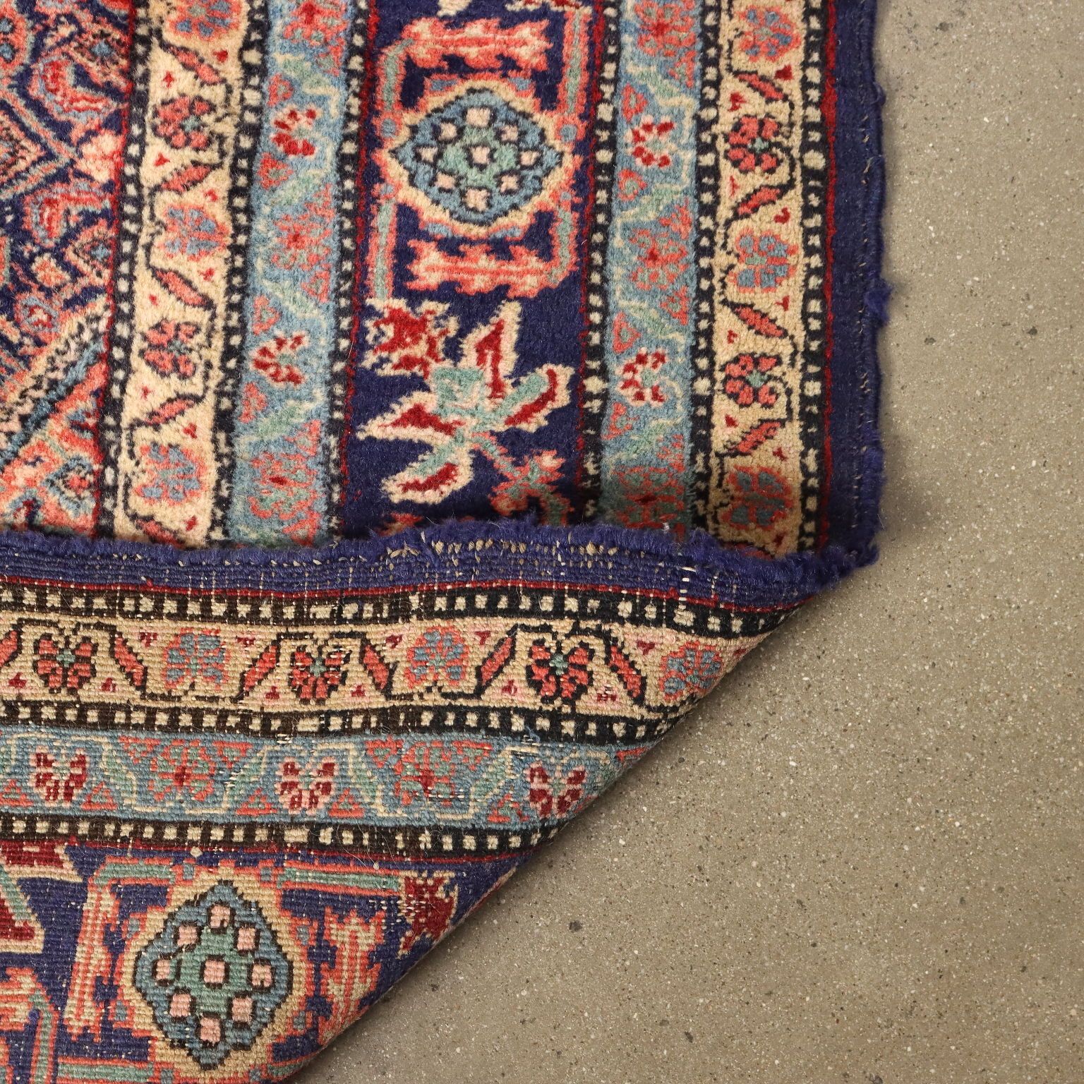 Antiek modder tapijt wol katoen fijne knoop 110 x 66 in photo vintage