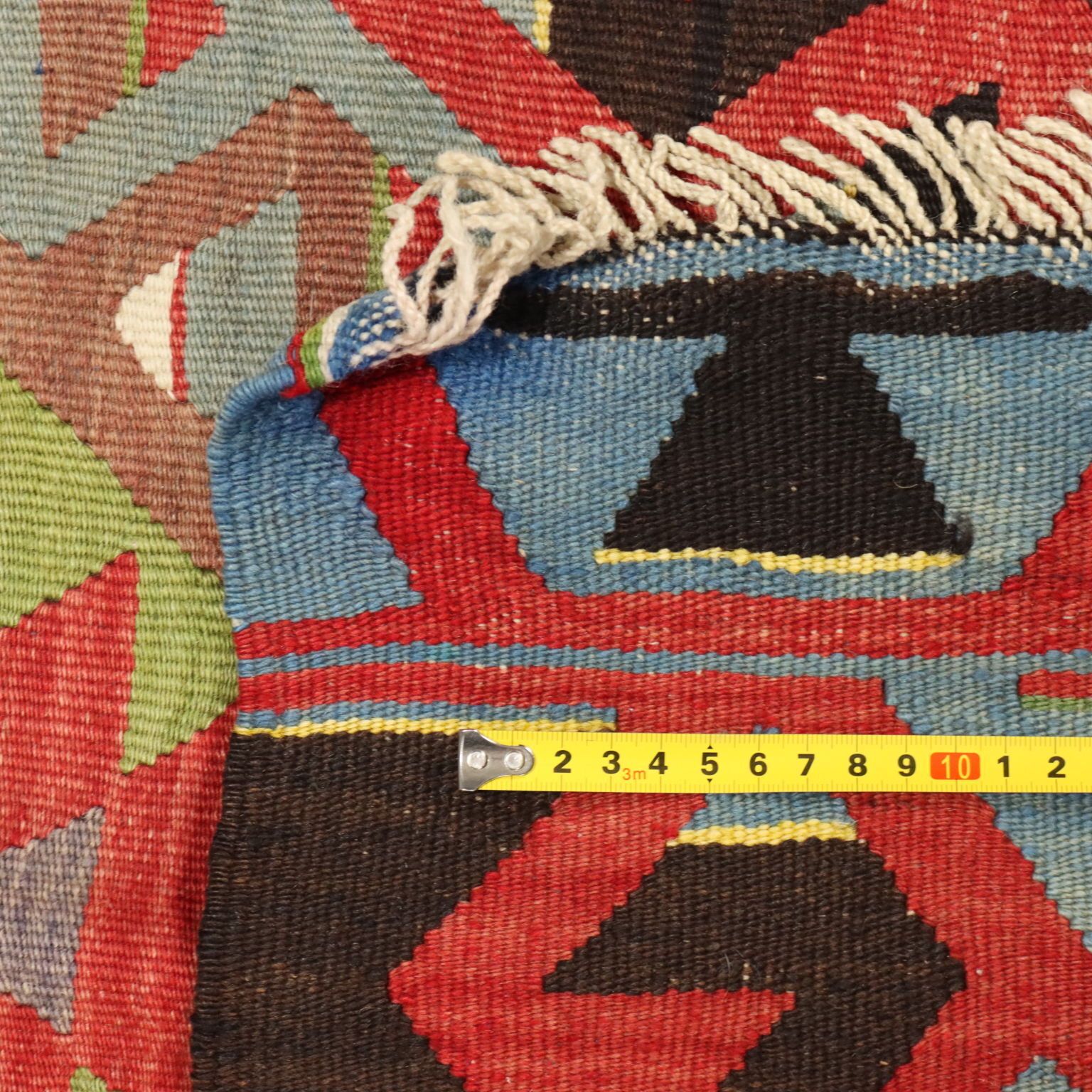 Tapis kilim d'époque en coton et laine, nœud fin, 126 x 63 in photo vintage