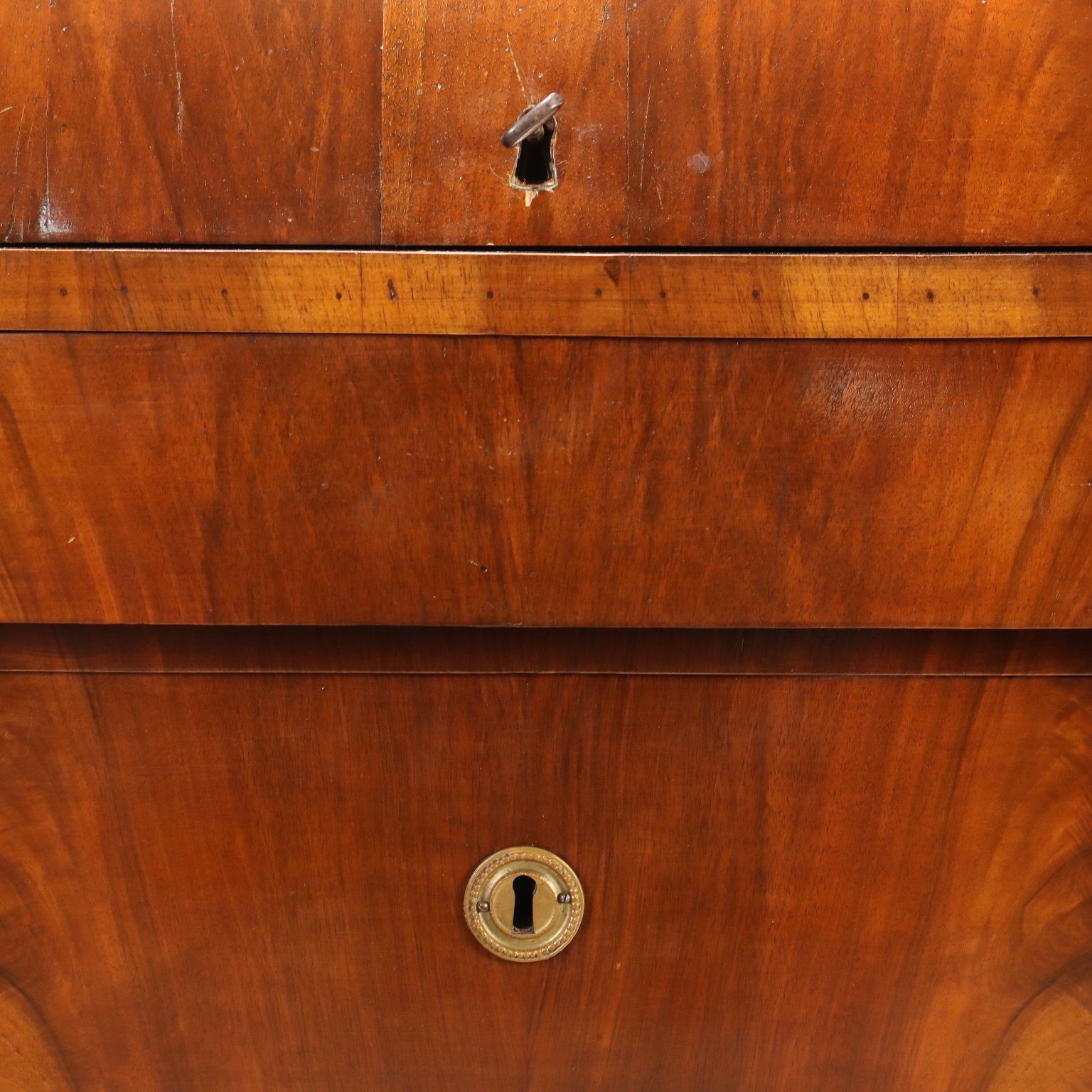 photo furniture Antique Flap Cabinet Empire Walnut Bronzes Italy XIX Century