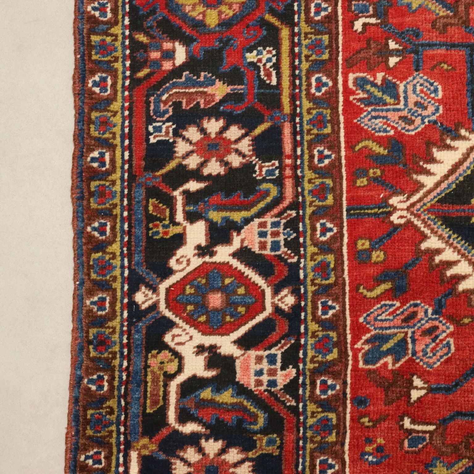 Antique Heriz Carpet Cotton Wool Heavy Knot 127 X 90 In photo vinterior