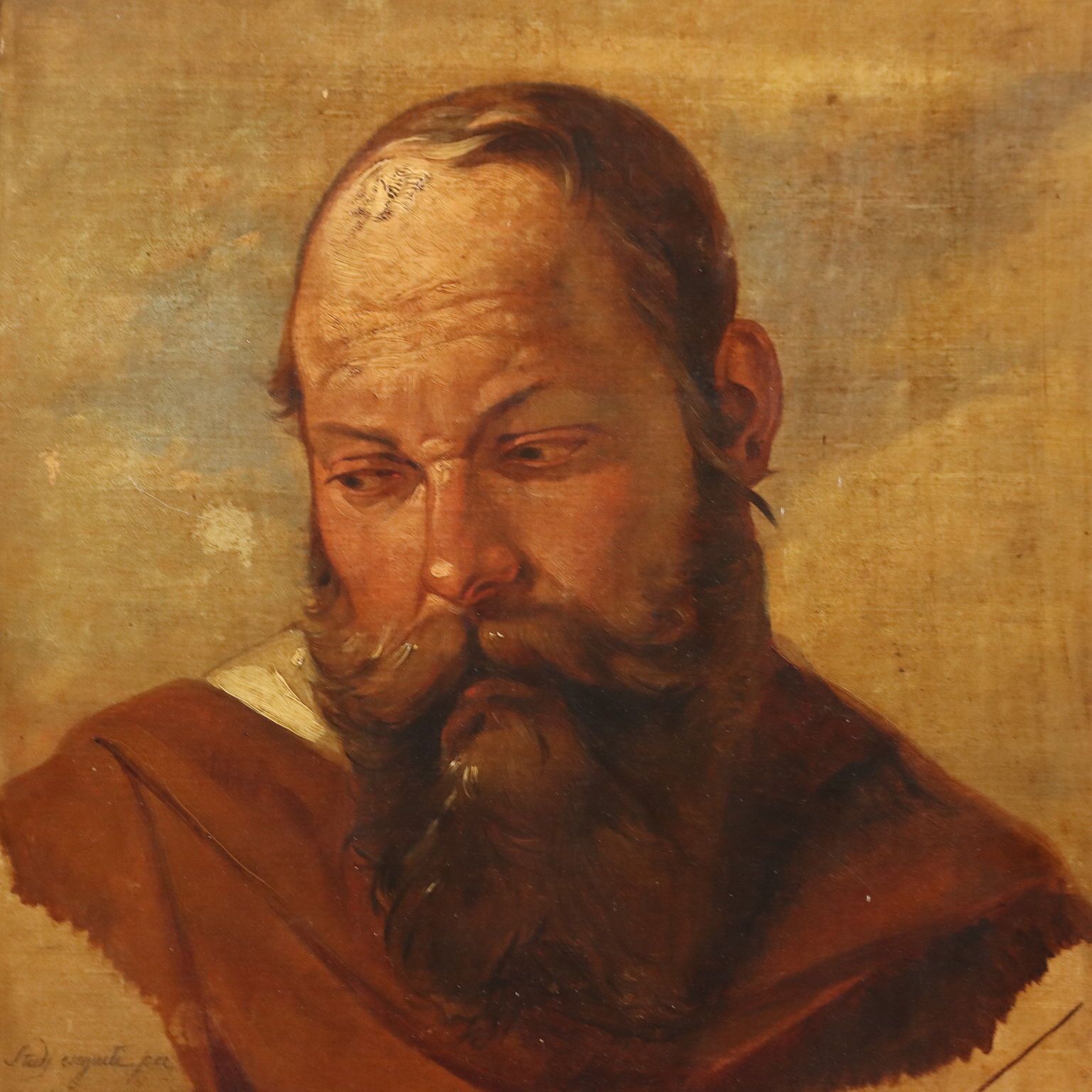 Antiek schilderij gesigneerd Filippo Marsigli olieverf op papier ca. 1840 photo for sale