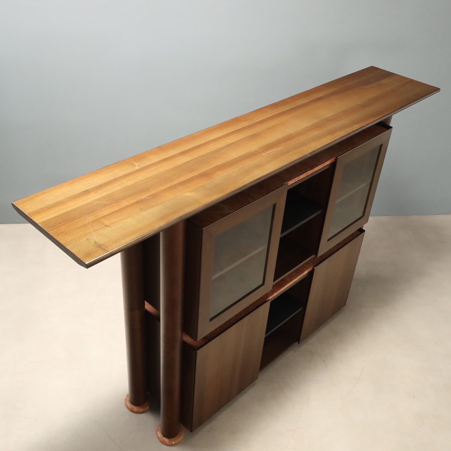 Furniture Vintage 1980s Sideboard In Wood And Marble photo