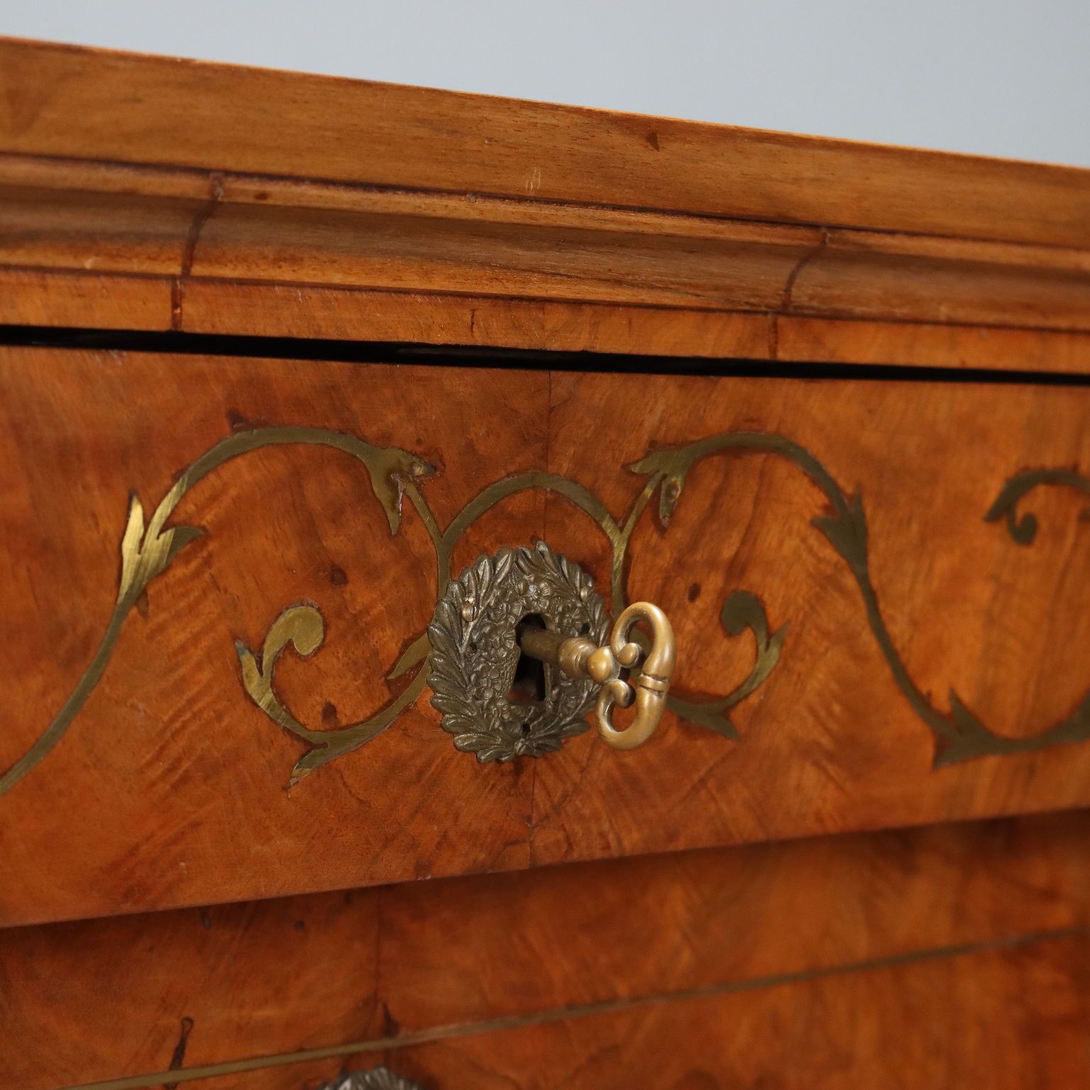 Empire Walnut Chest Of Drawers With Brass Inlays photo buy