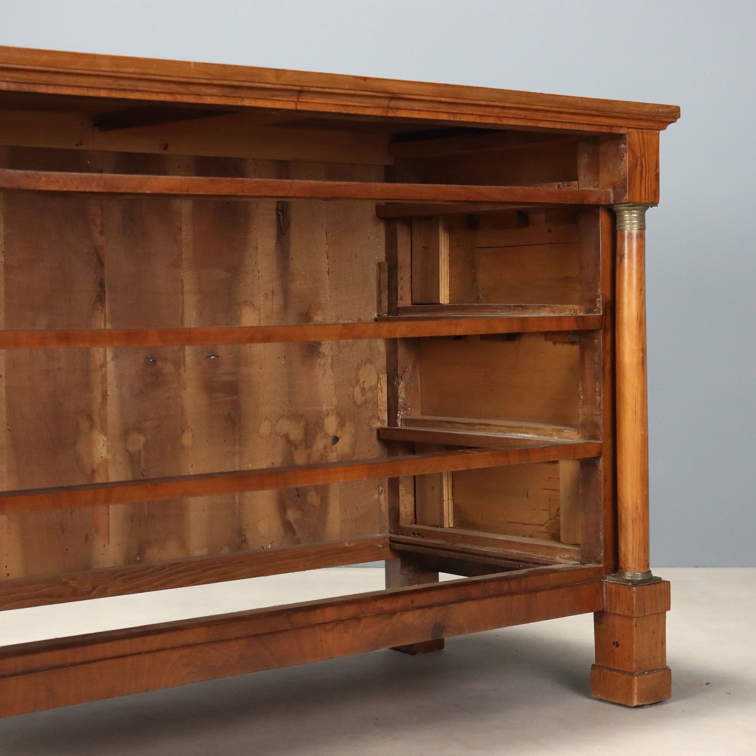 Furniture Empire Walnut Chest Of Drawers With Brass Inlays photo