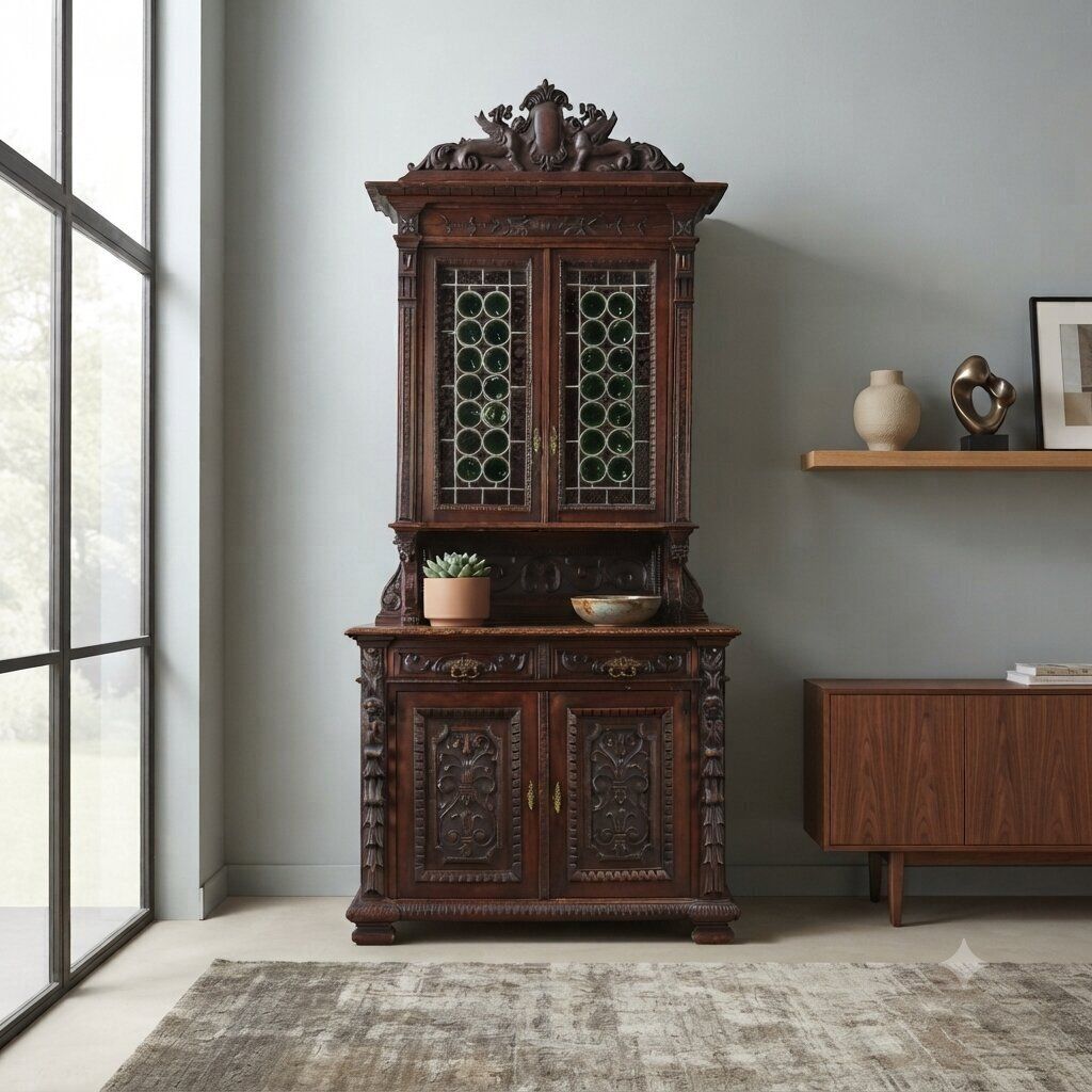 Armoire d'époque néo-Renaissance en noyer, Italie, XIXe siècle photo furniture