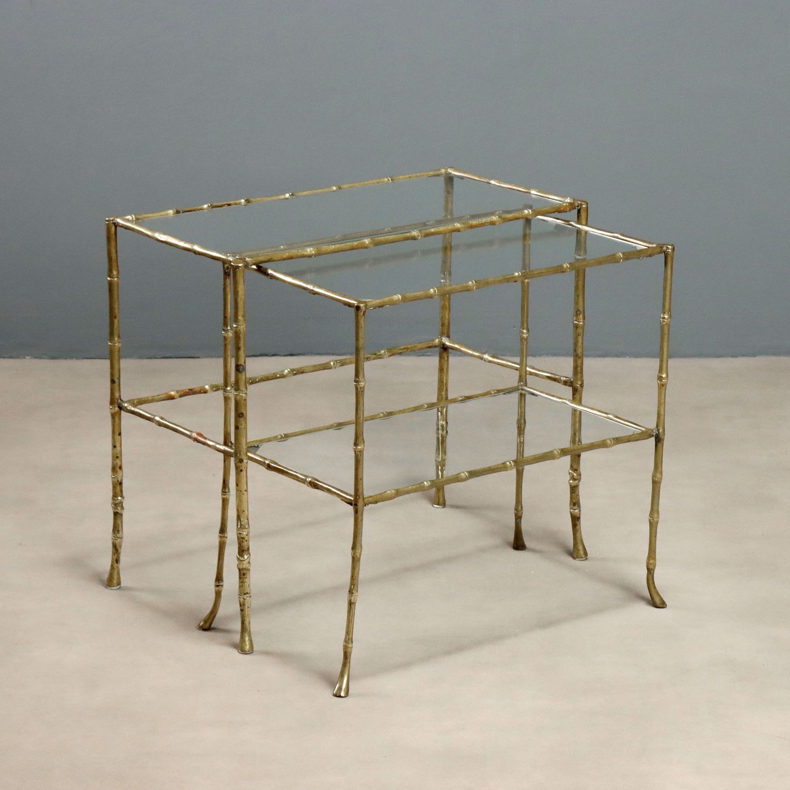 Vintage Coffee Tables Bamboo Shaped Brass Design 1960s
