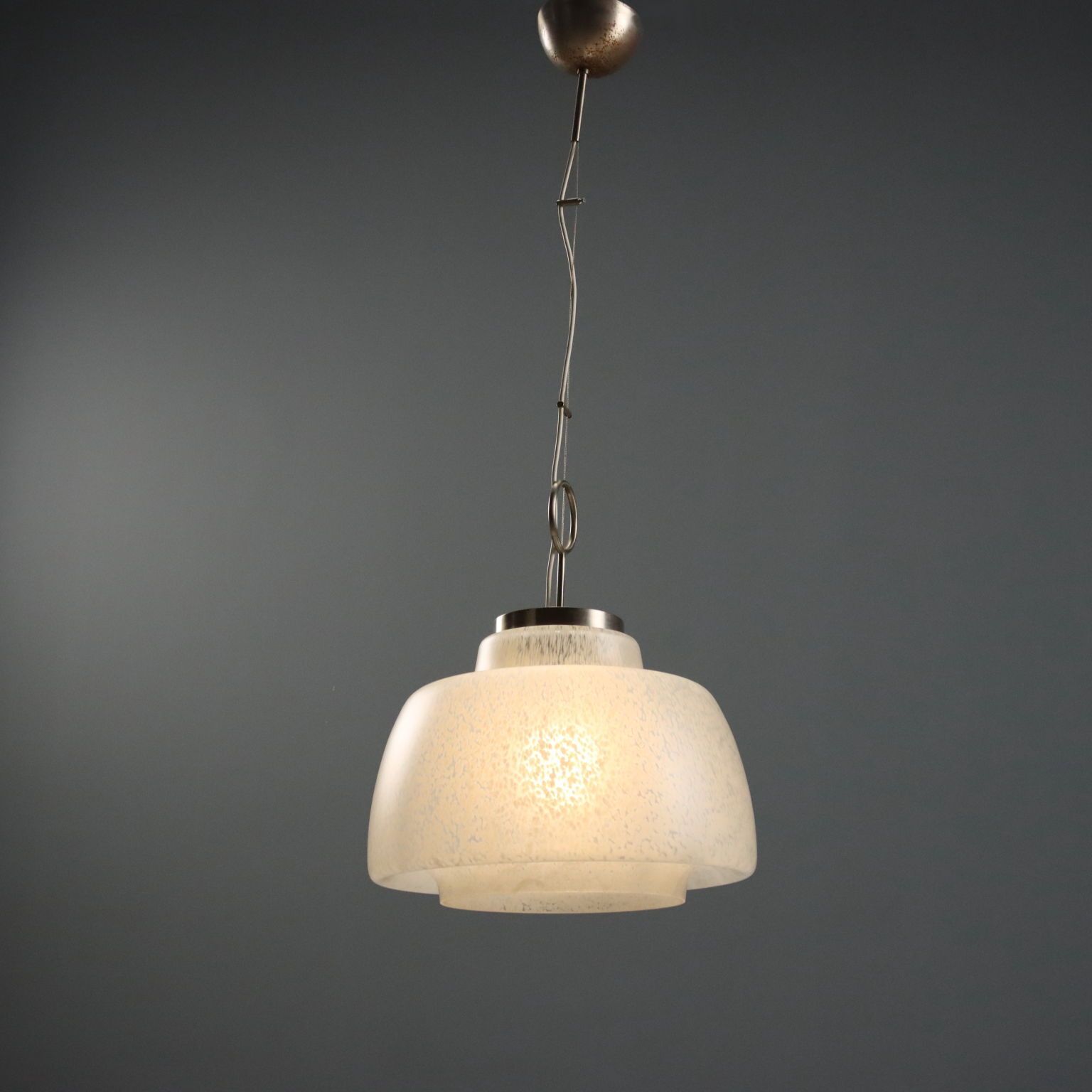 Lampe vintage en verre et métal chromé, Italie, années 1970
