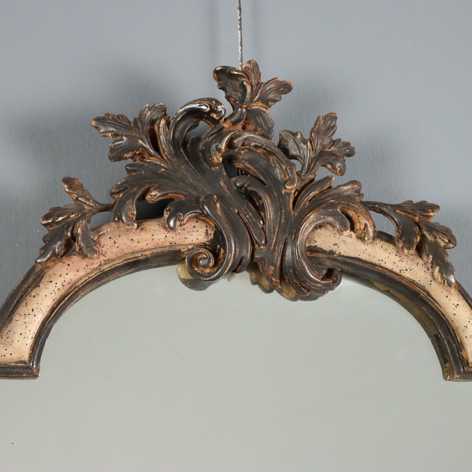 Antieke Spiegel Gesneden Gelakt Hout Italië XX Eeuw photo Woonaccessoires