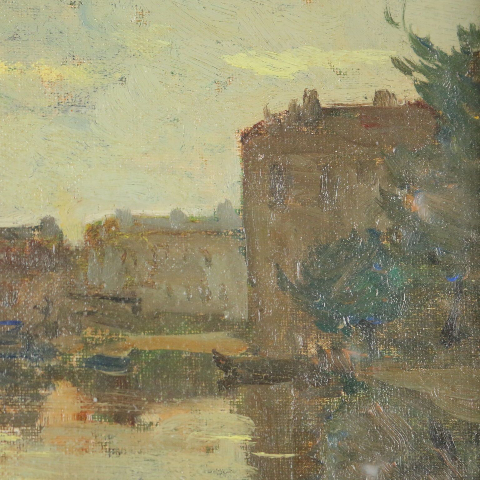 Tableau d'époque signé Riccardo Viriglio, huile sur carton, XXe siècle photo vinterior