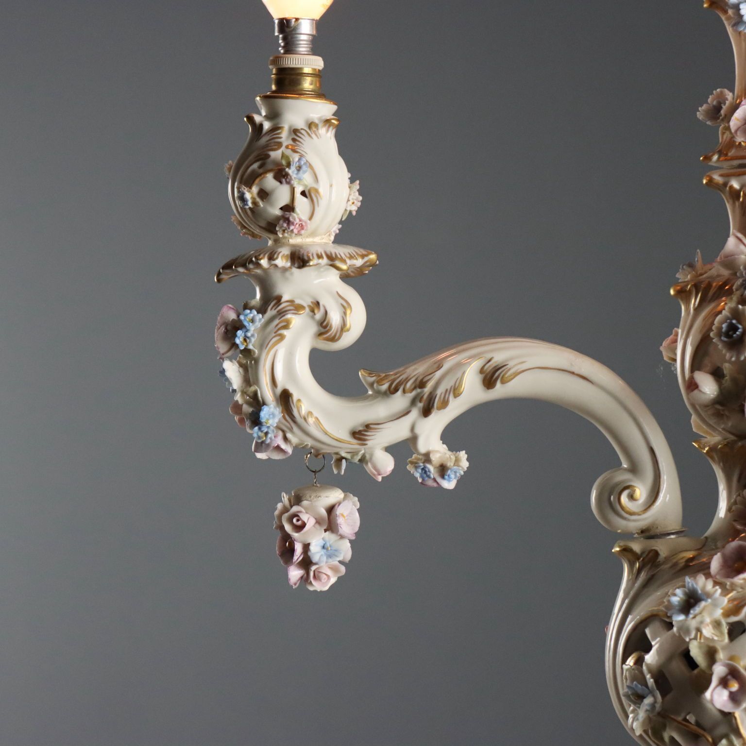 Ceramic Chandelier With Floral Subjects   Italy 20th Century photo 480.0