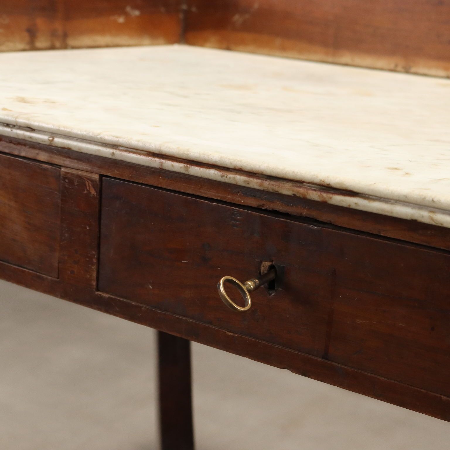 Antique Desk Empire Walnut Marble Top Italy XIX Century photo vinterior