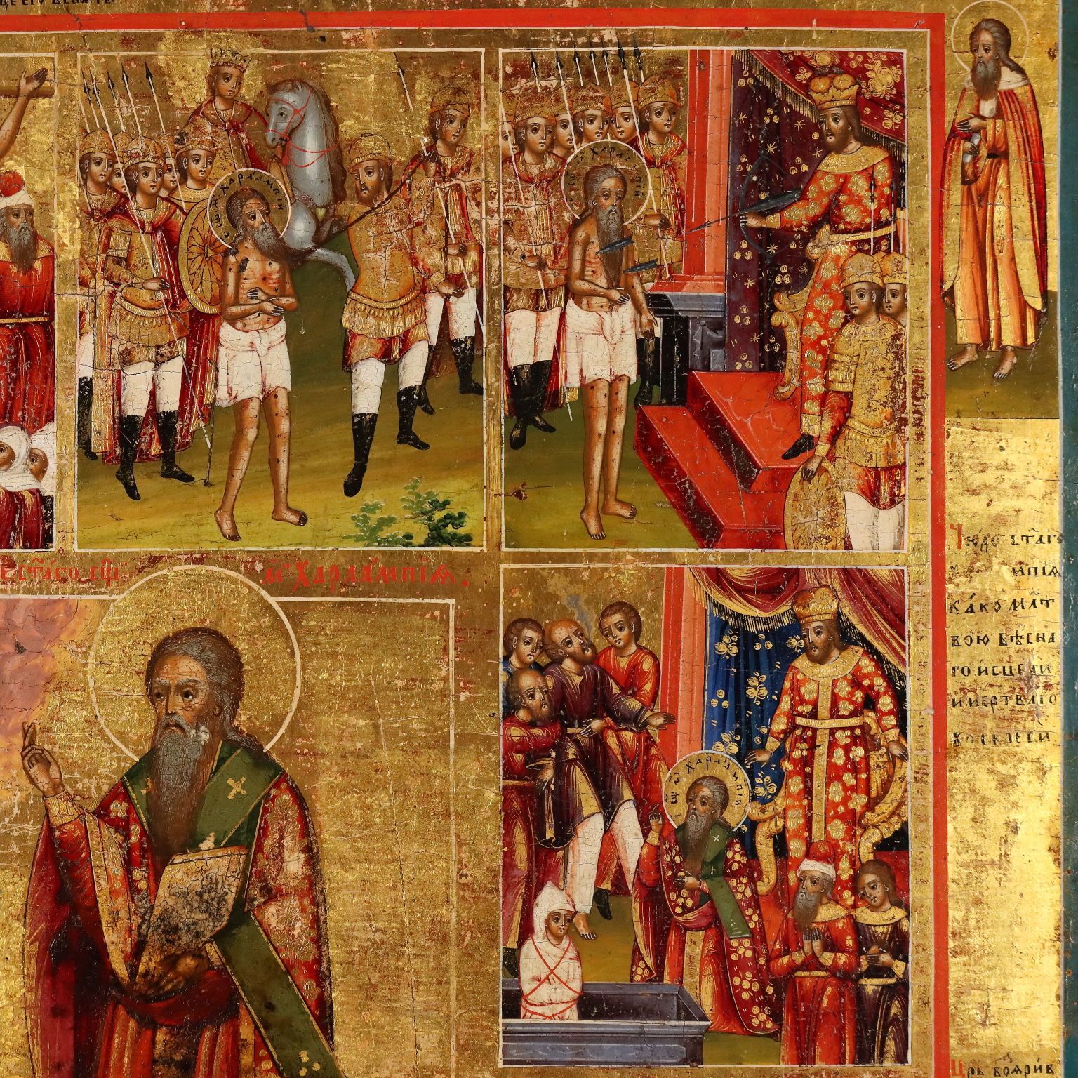 Antiek Russisch icoon, De Twaalf Feesten, tempera op paneel, 19e eeuw photo 3710.0