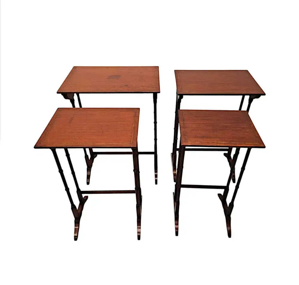 A Gorgeous Edwardian Inlaid Nest Of Four Tables photo for sale
