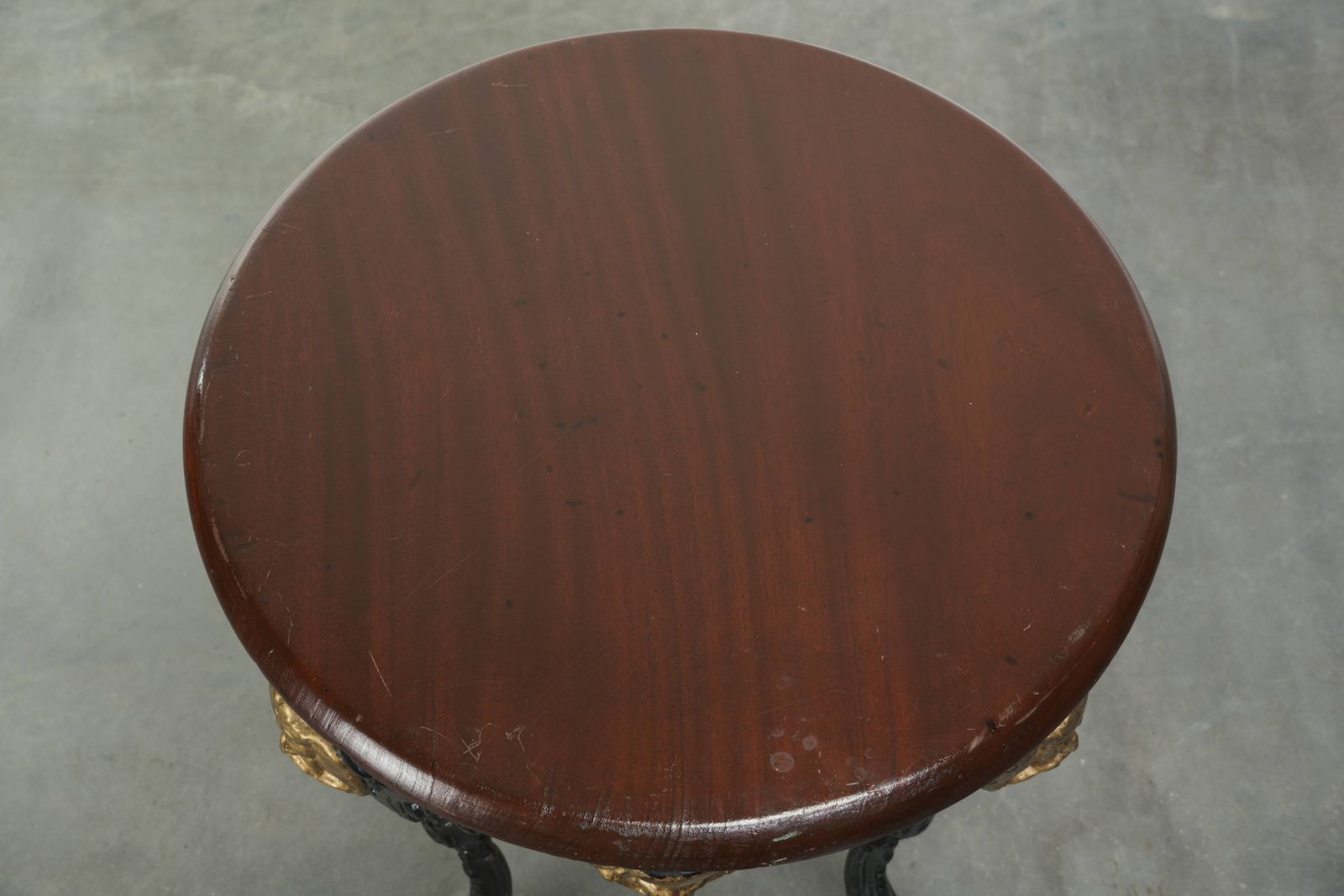 Antique English Bistro/Side Table With A Cast Iron Base From The Early 20th Century And A Solid Wood Tabletop. photo Furniture