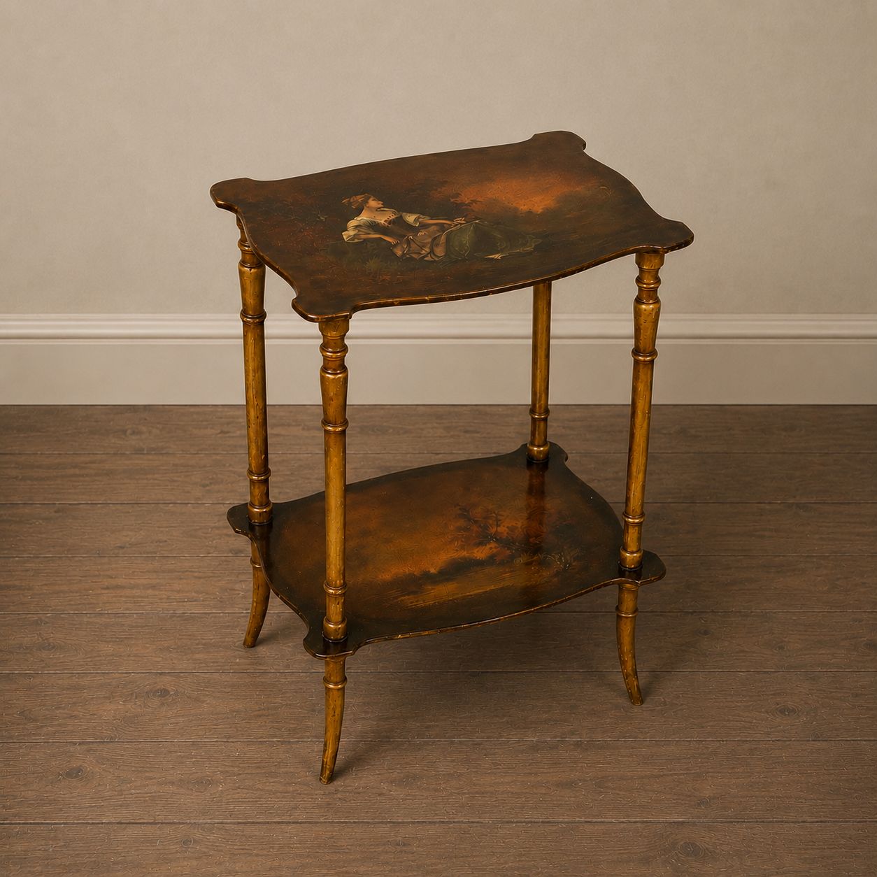 Continental Painted & Gilt Two Tier étagère Side Table