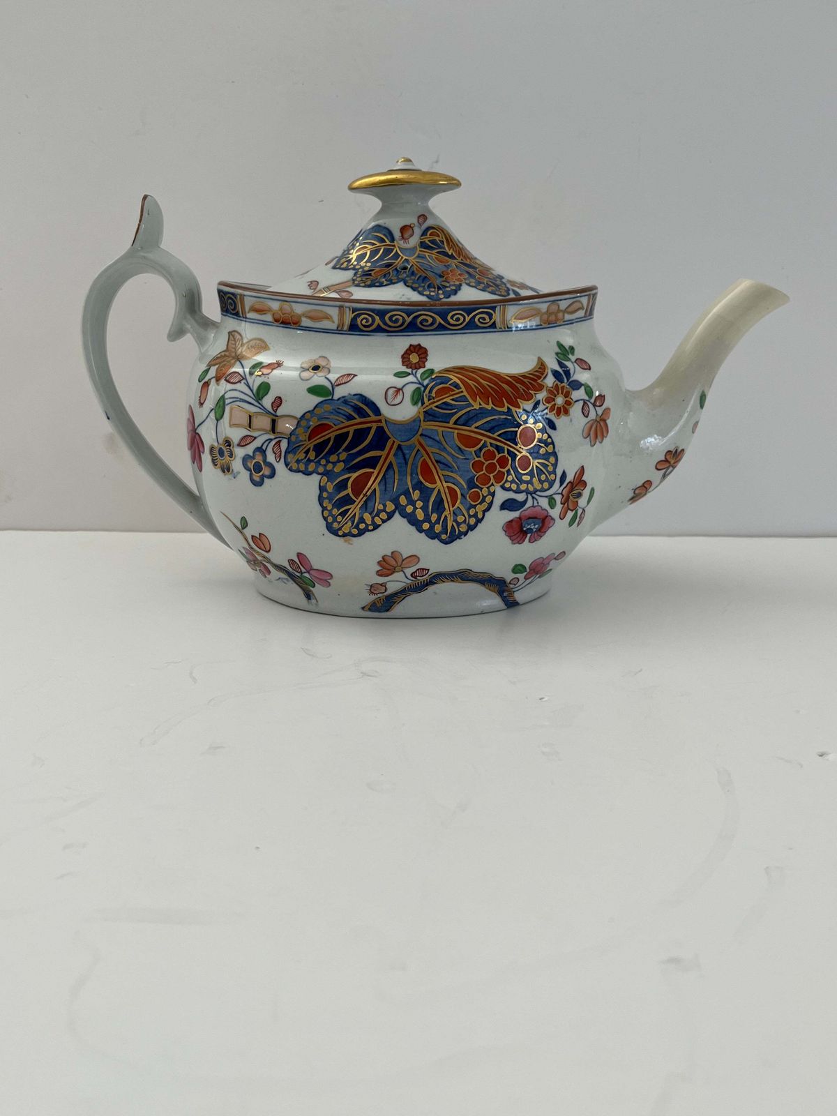 Antique Spode Teapot, Ironstone, Tobacco Leaf Pattern, Circa 1820 photo for sale