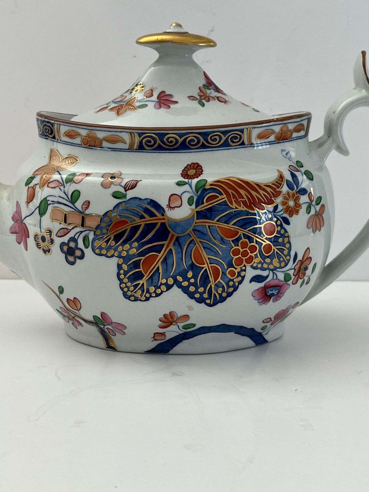 Antique Spode Teapot, Ironstone, Tobacco Leaf Pattern, Circa 1820 photo Home Decor