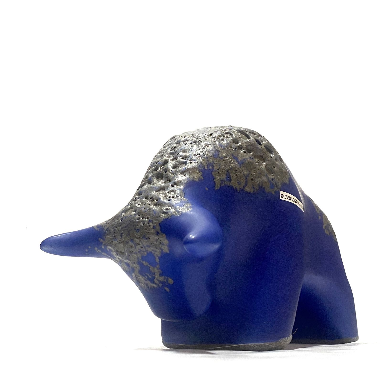 Otto Keramik Bull In Blue Fat Lava Glaze, West German Pottery Style Sculpture photo buy