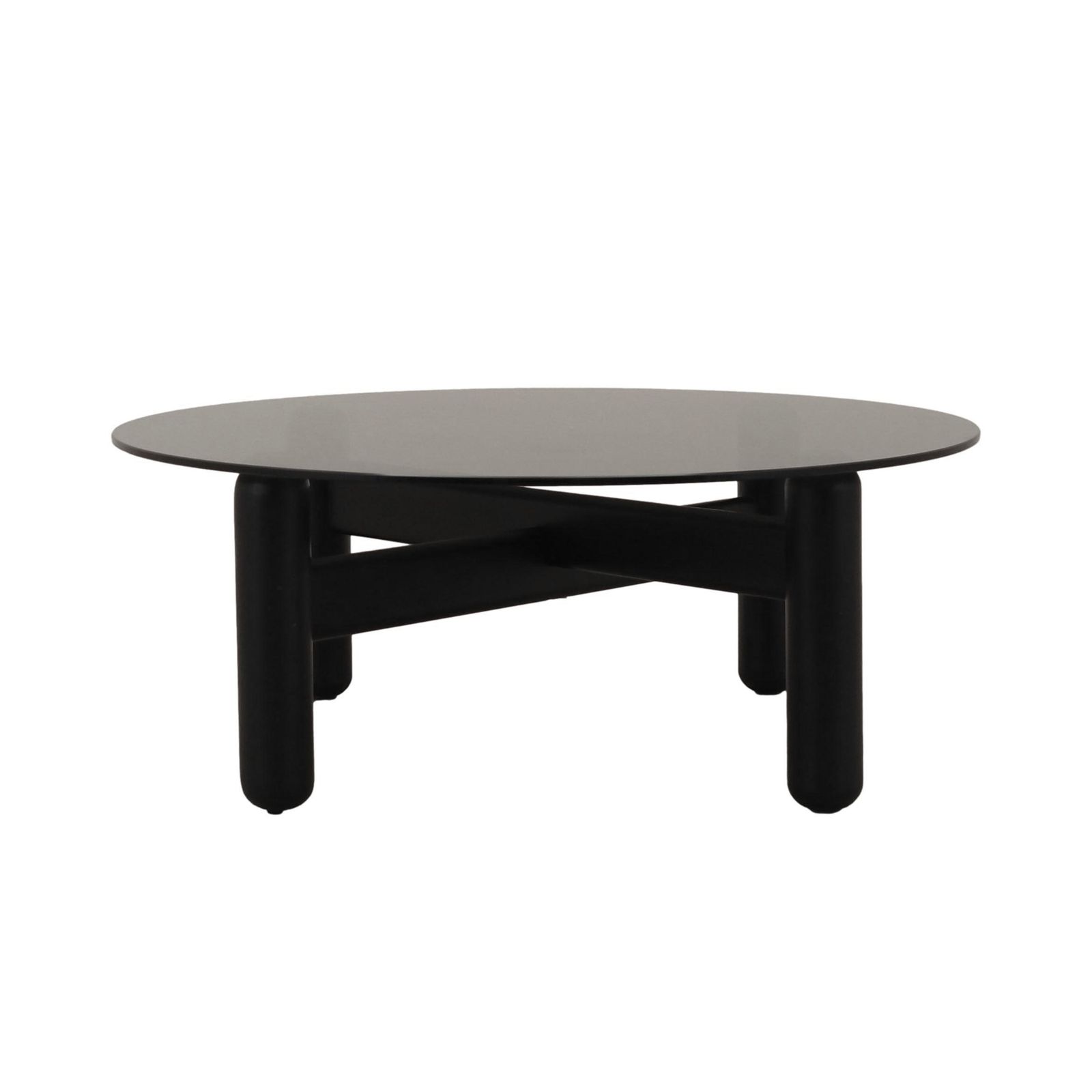Italian Smoked Glass Coffee Table On Wooden Base, 1990s