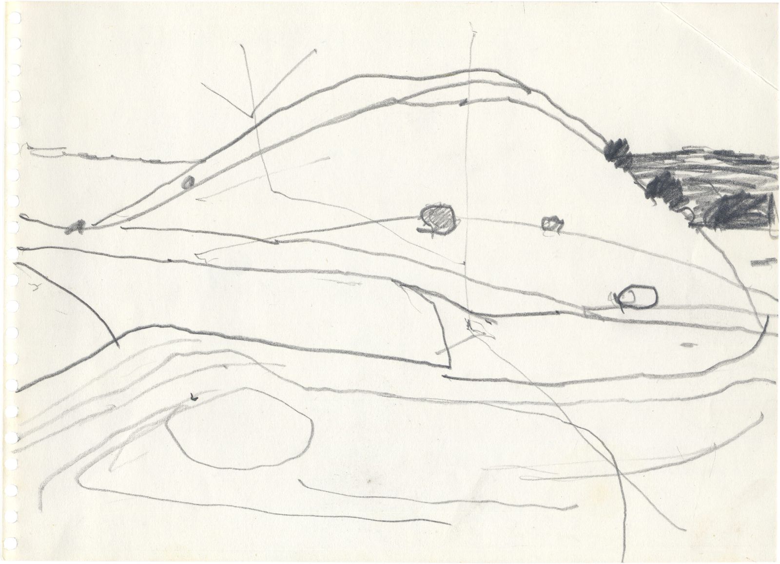 Minimalistische abstracte landschapstekening, Henry Cliffe, 1977 photo furniture