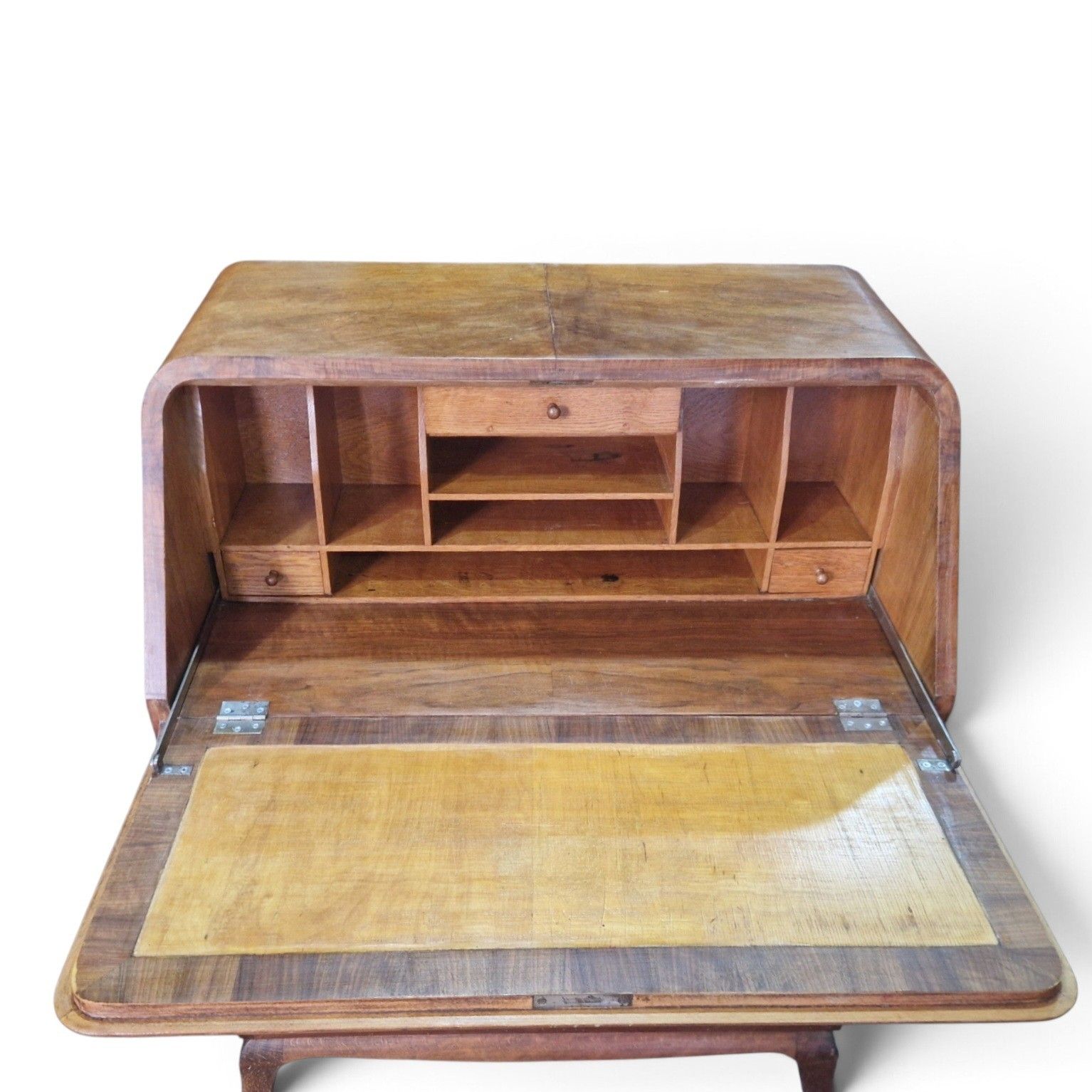 photo furniture Vintage Walnut Bureau Writing Desk Fall Front Chest Drawers Home Office Cabriole