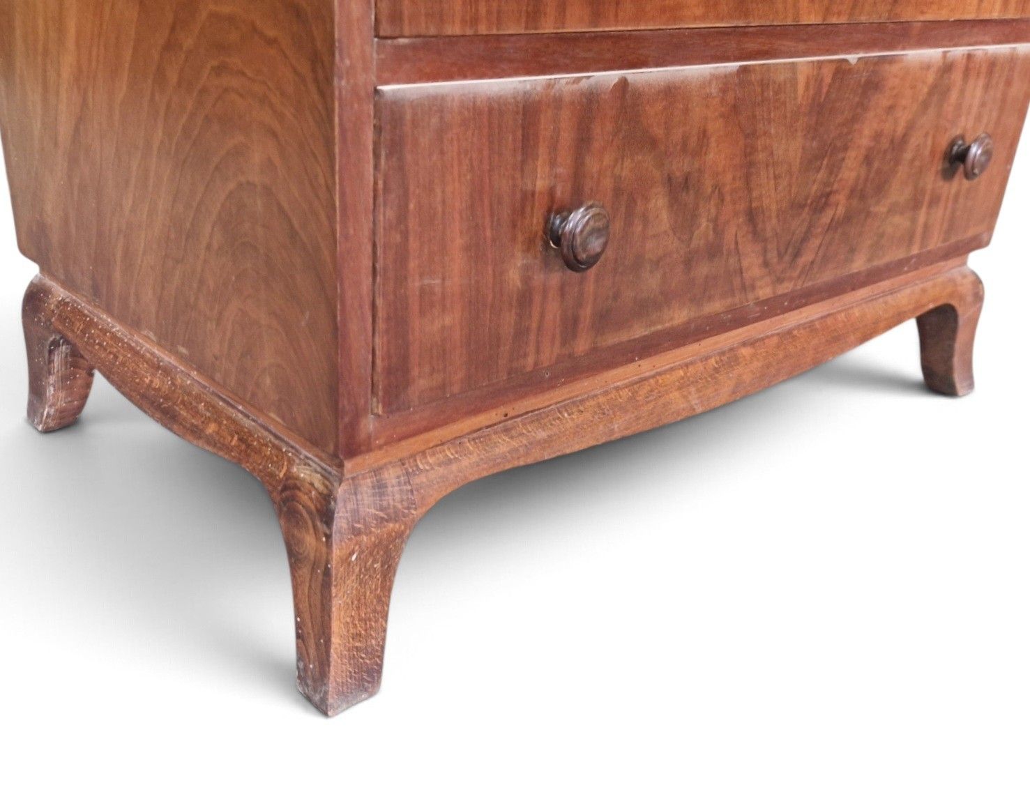photo vinterior Vintage Walnut Bureau Writing Desk Fall Front Chest Drawers Home Office Cabriole