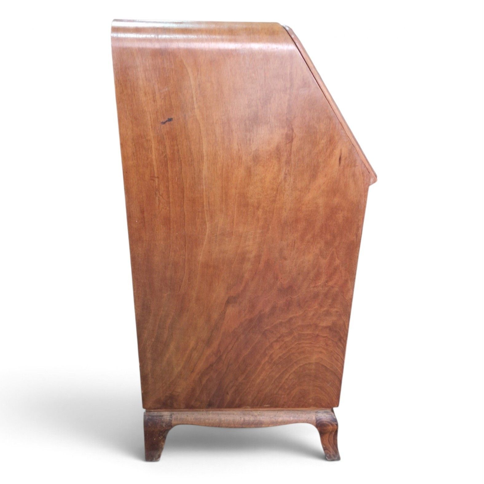 photo vintage Vintage Walnut Bureau Writing Desk Fall Front Chest Drawers Home Office Cabriole