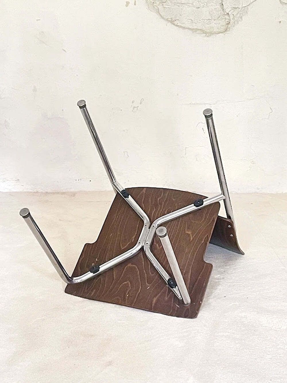 Set van 4 vintage Kusch + Co stapelstoelen van multiplex en chroom, Duitsland, jaren 1970 photo 811.0