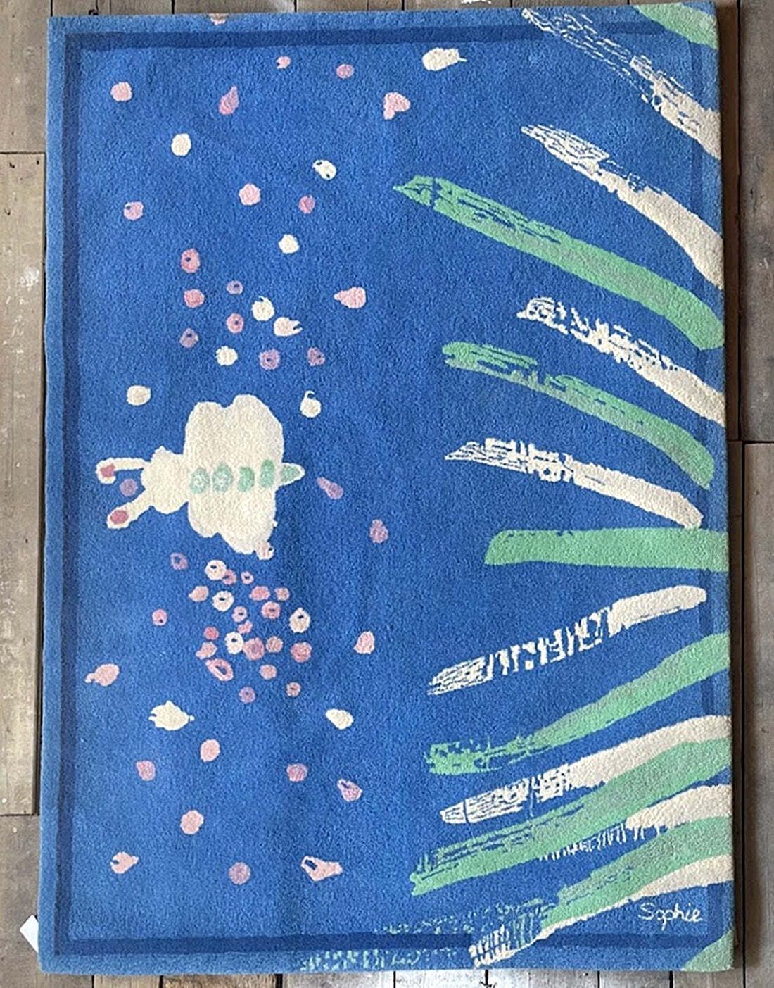 Tisca “Sophie” Hand Tufted Wool Rug, France, 1990s photo buy