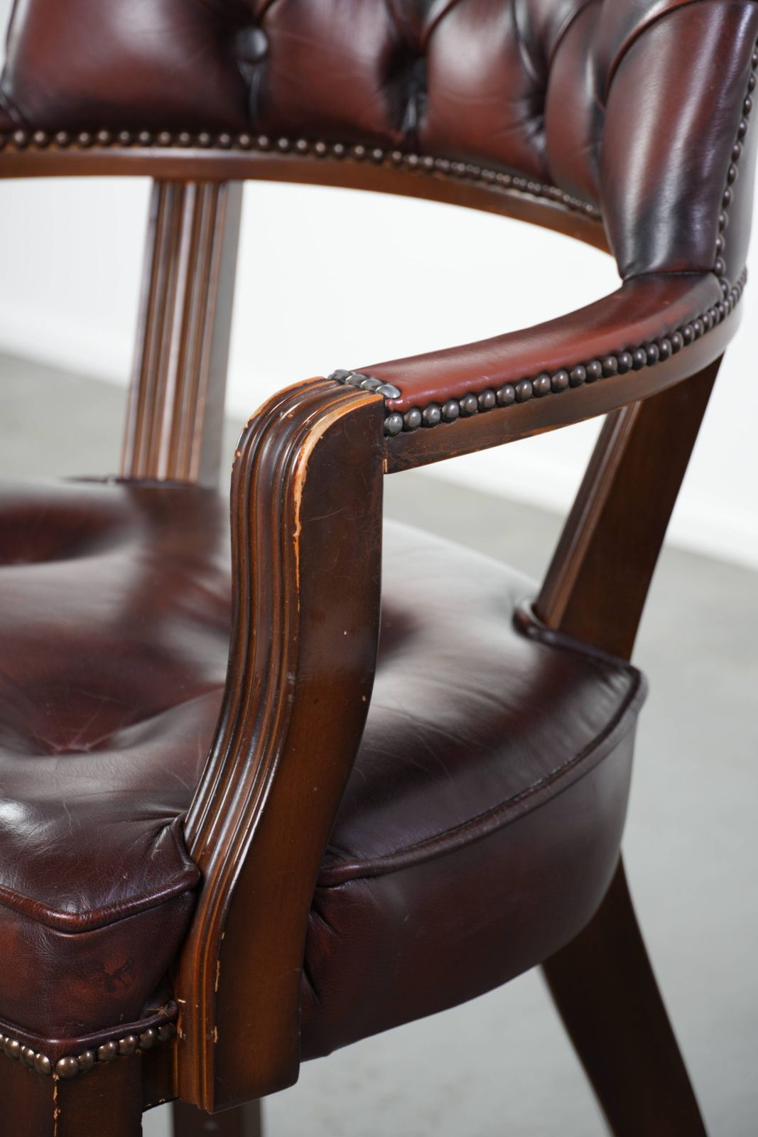 photo buy Beautiful Dark Brown Set Of Two Cowhide Chesterfield Dining/Side/Desk Chairs In English Style