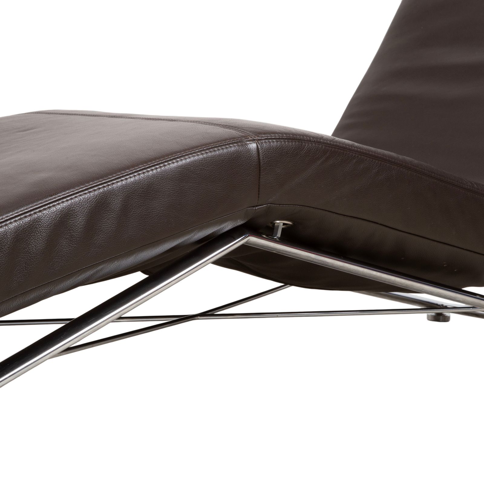 Koinor Jeremiah Lounger, Leather, Brown Chrome, Manual Function, Including Headrest. photo vintage