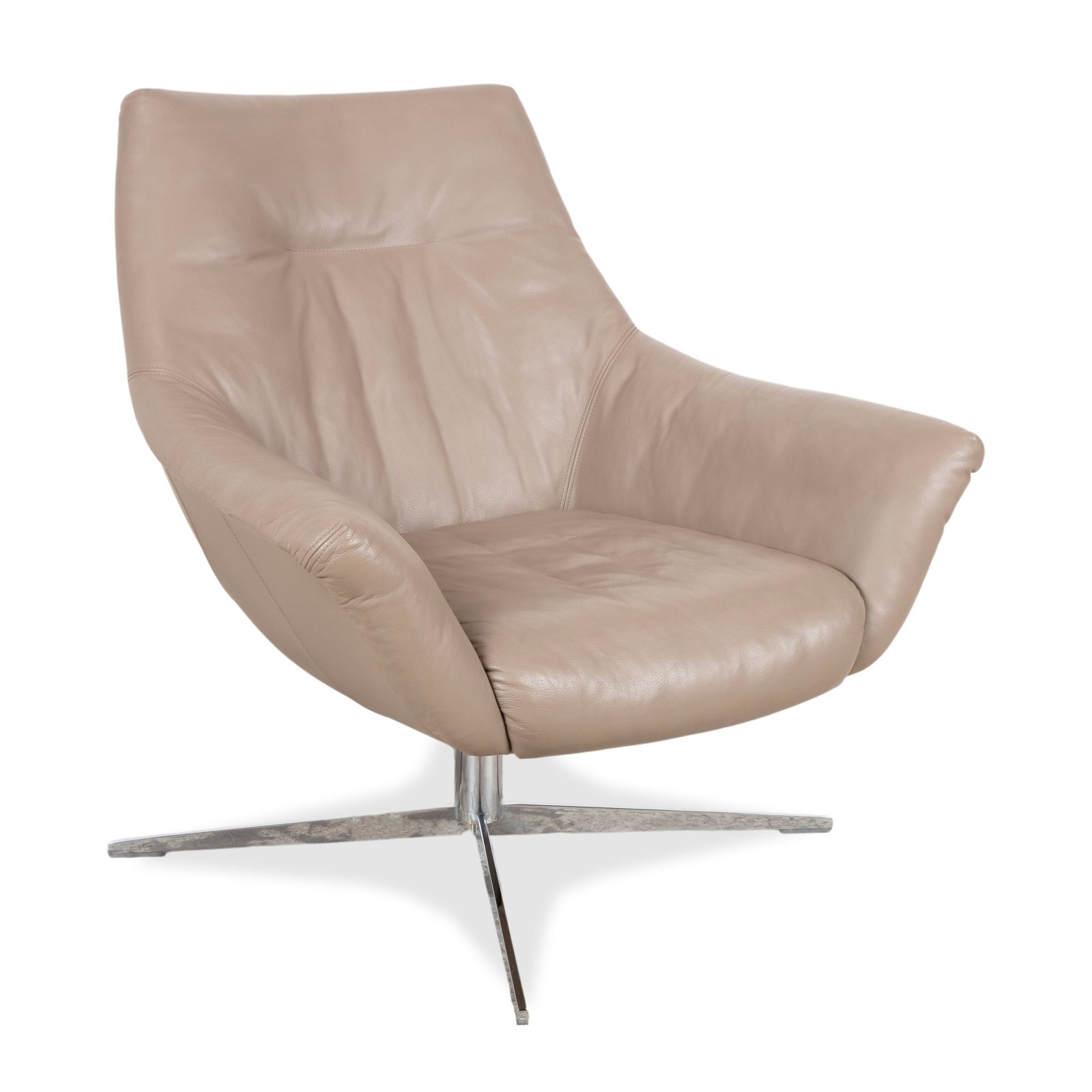 Rolf Benz 566 Leather Chrome Armchair Brown Grey