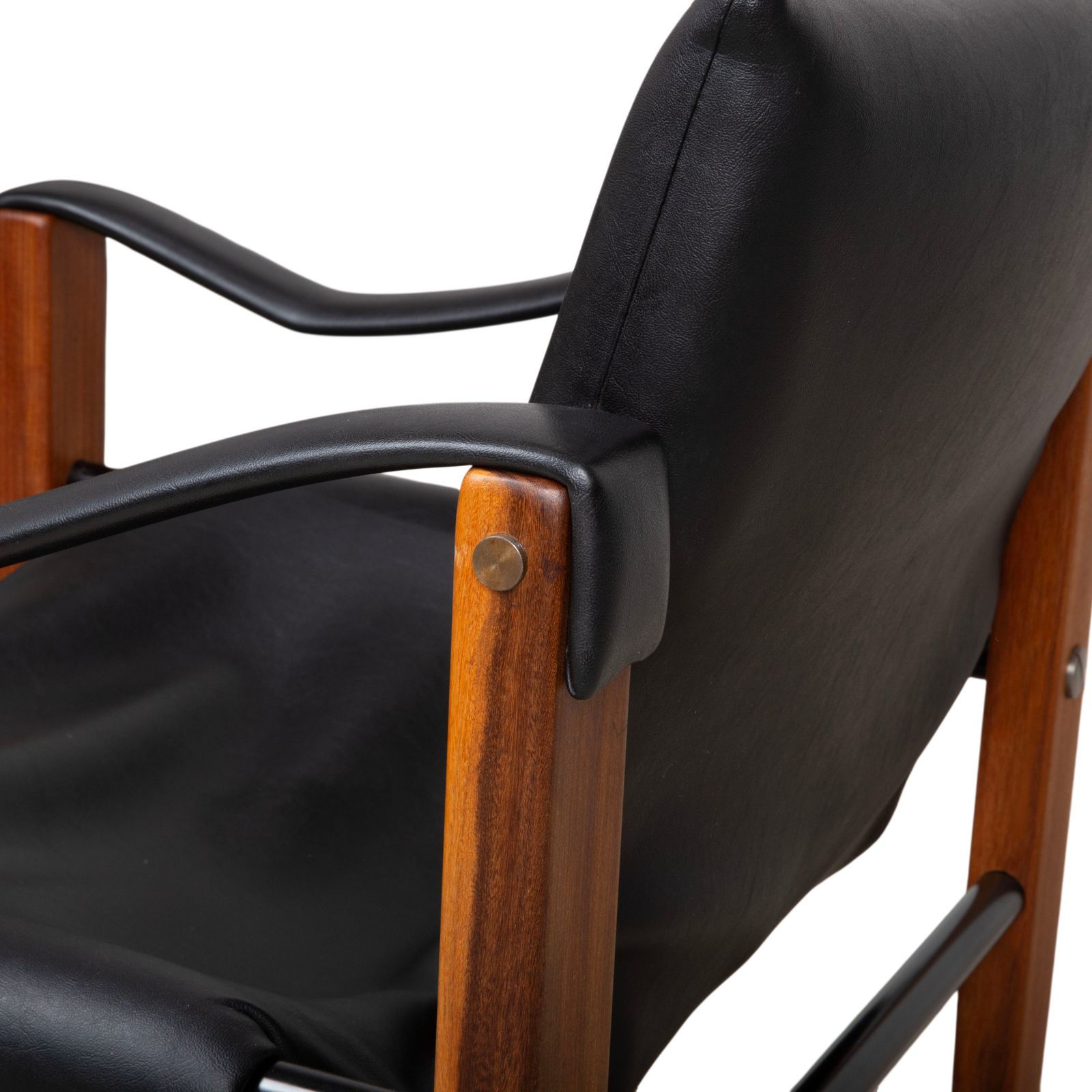 Fauteuil vintage Arkana Safari en cuir et bois, noir, par Maurice Burke photo 1117.0